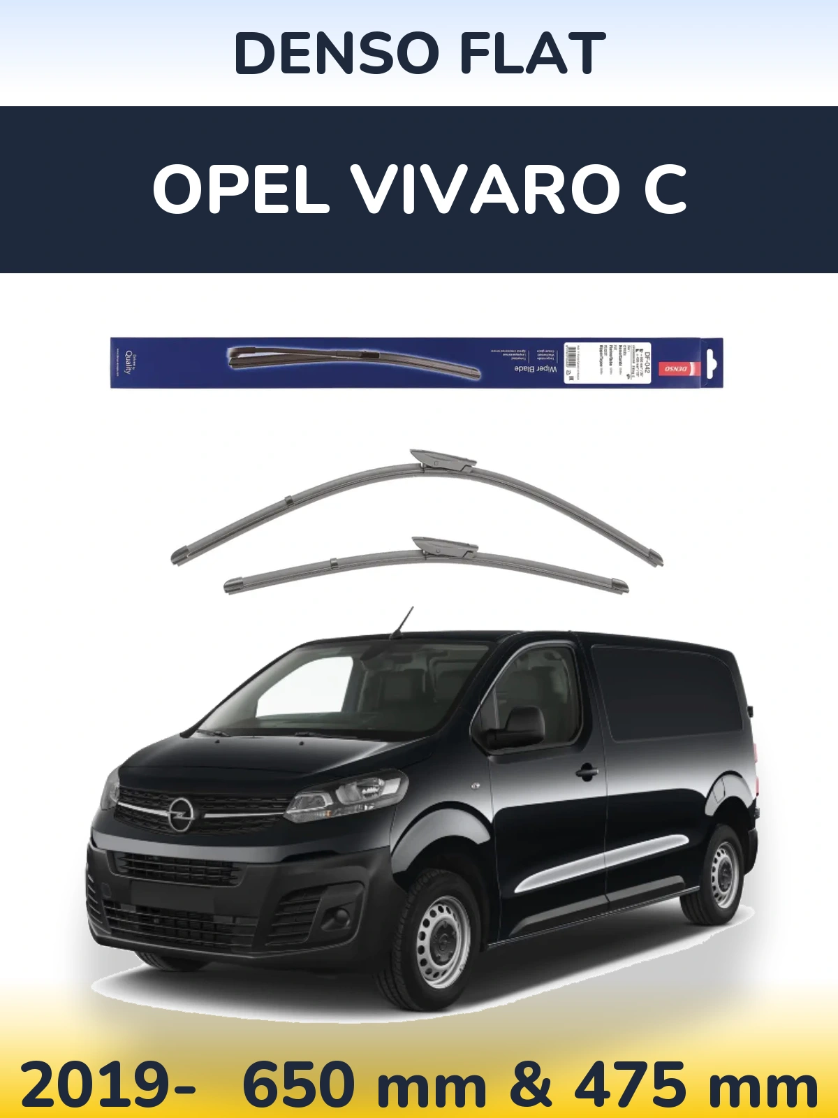 Komplet przednich wycieraczek Denso Flat 650 & 450 mm do Opel Vivaro C 2019-2026