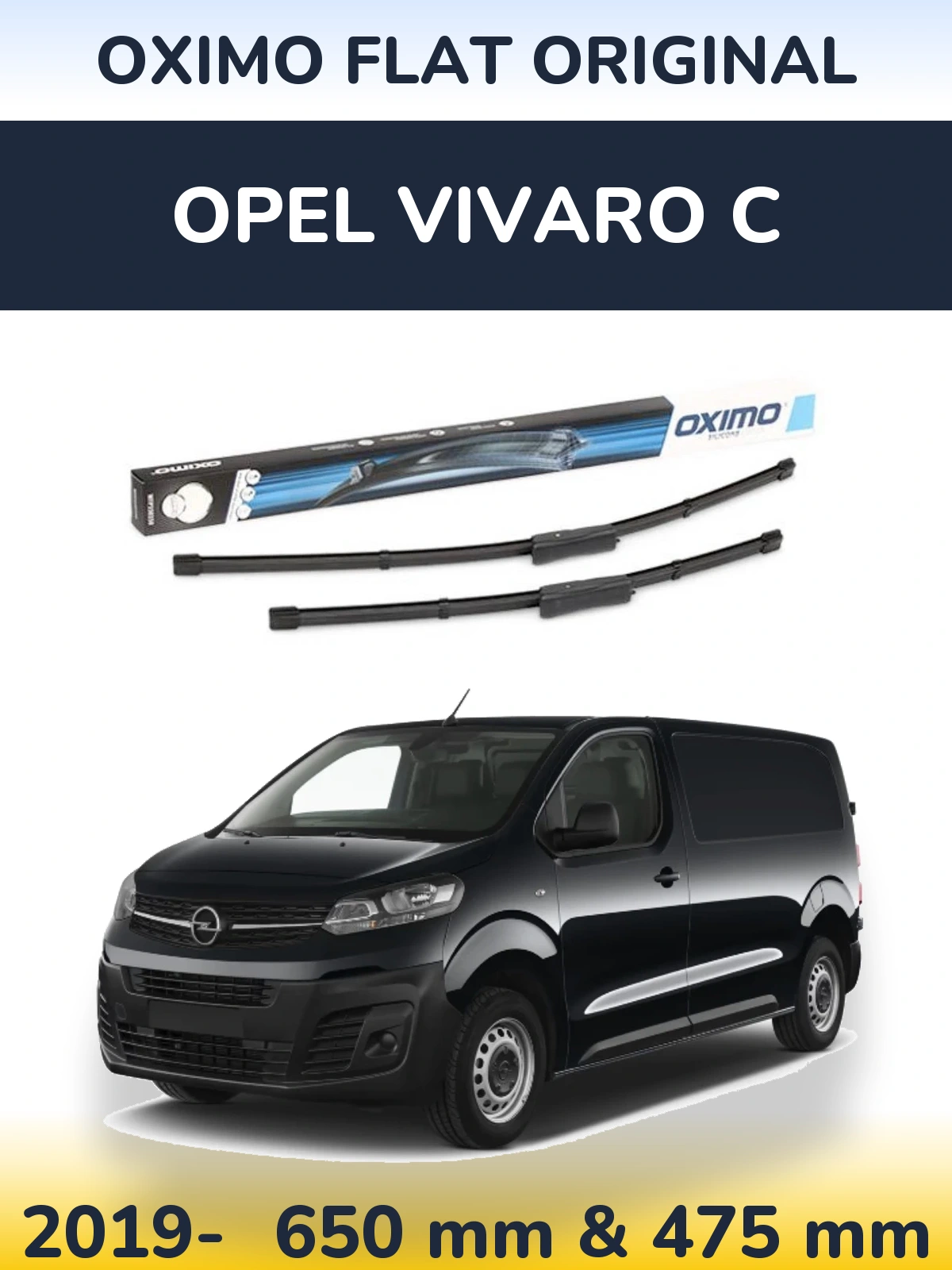 Komplet przednich wycieraczek Oximo Flat Original 650 & 475 mm do Opel Vivaro C 2019-2026