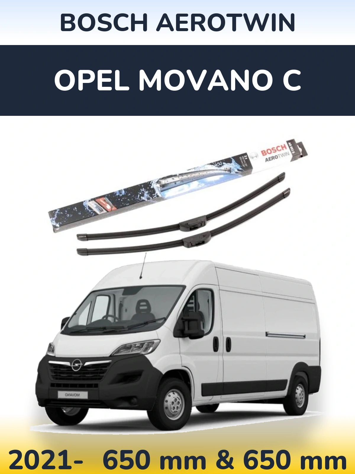 Komplet przednich wycieraczek BOSCH AeroTwin 650 & 650 mm do Opel Movano C 2021-2026