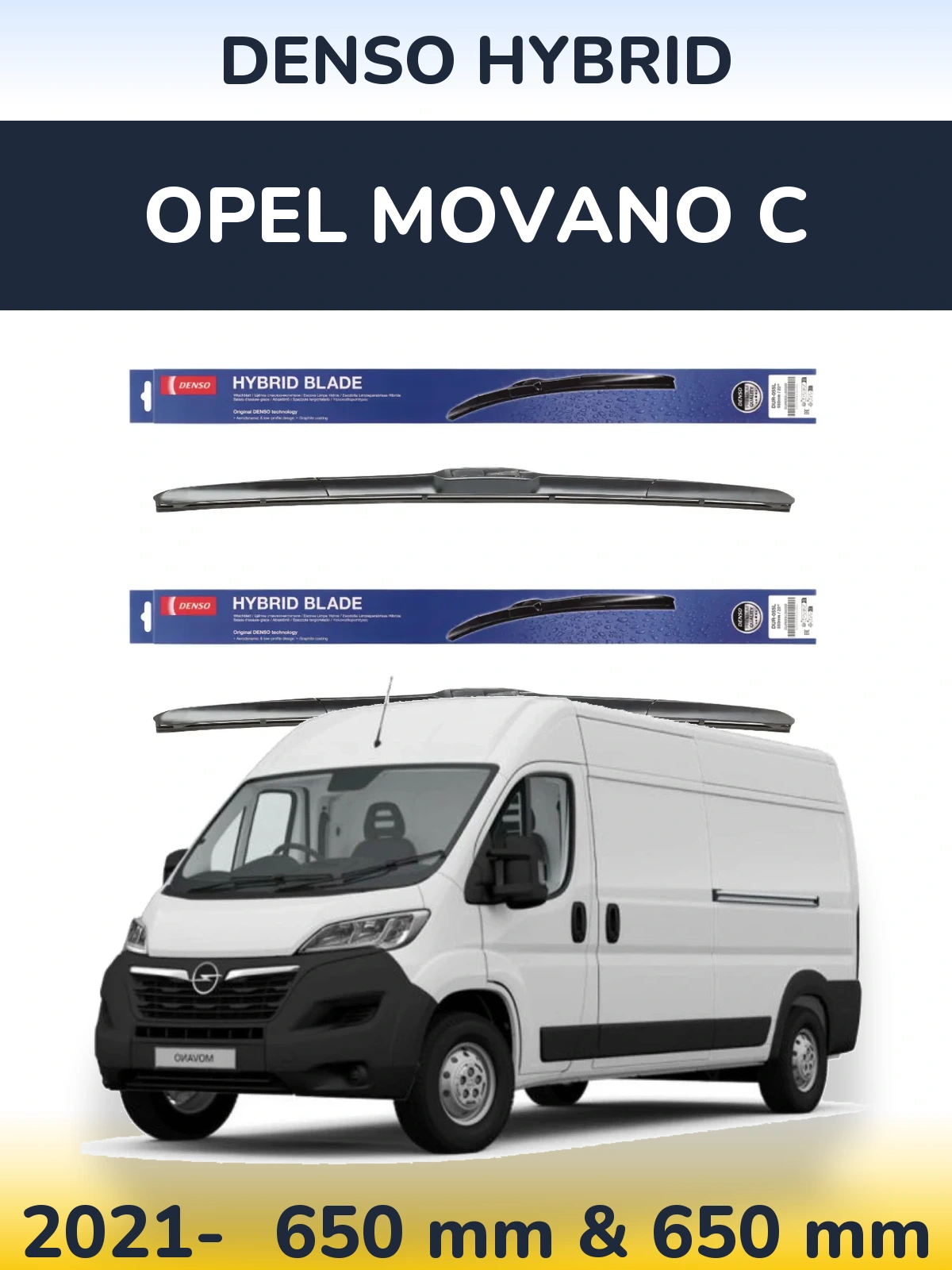 Komplet przednich wycieraczek Denso Hybrid 650 & 650 mm do Opel Movano C 2021-2026