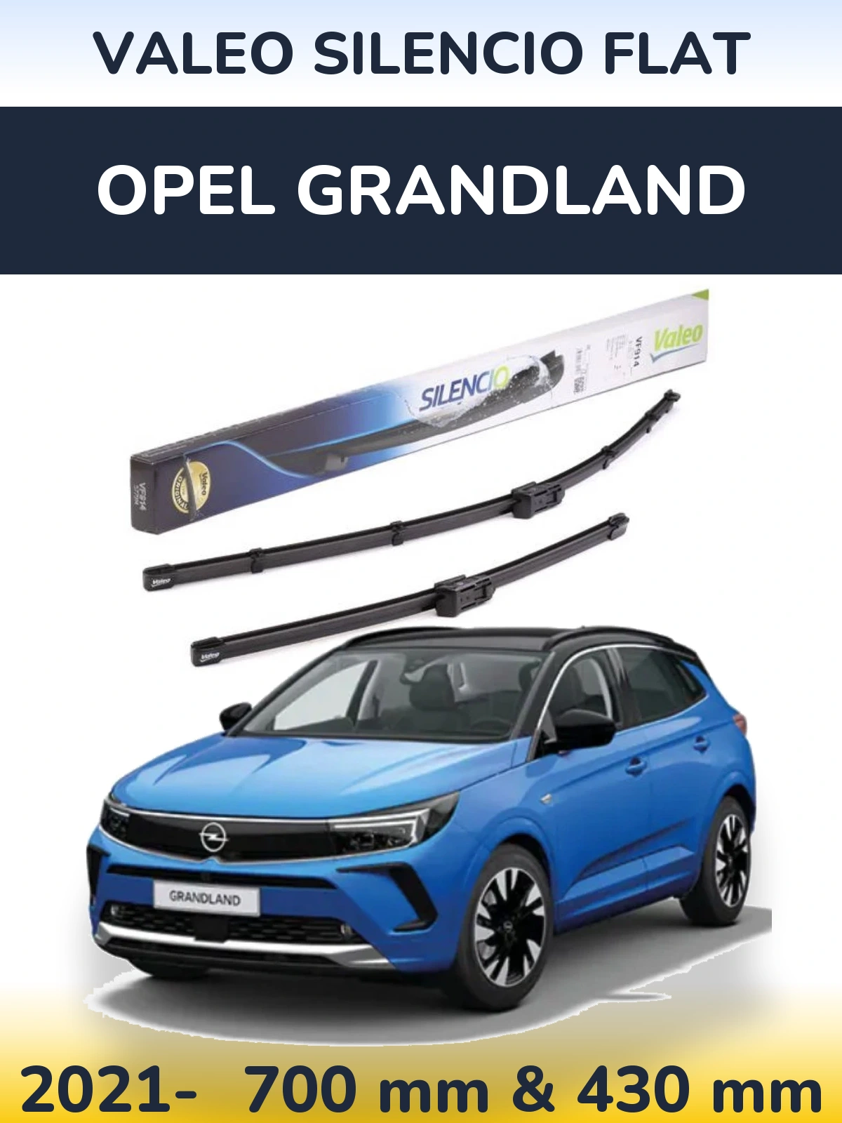 Комплект передних дворников Valeo Silencio Flat 680 & 430 мм для Opel Grandland 2021-2026