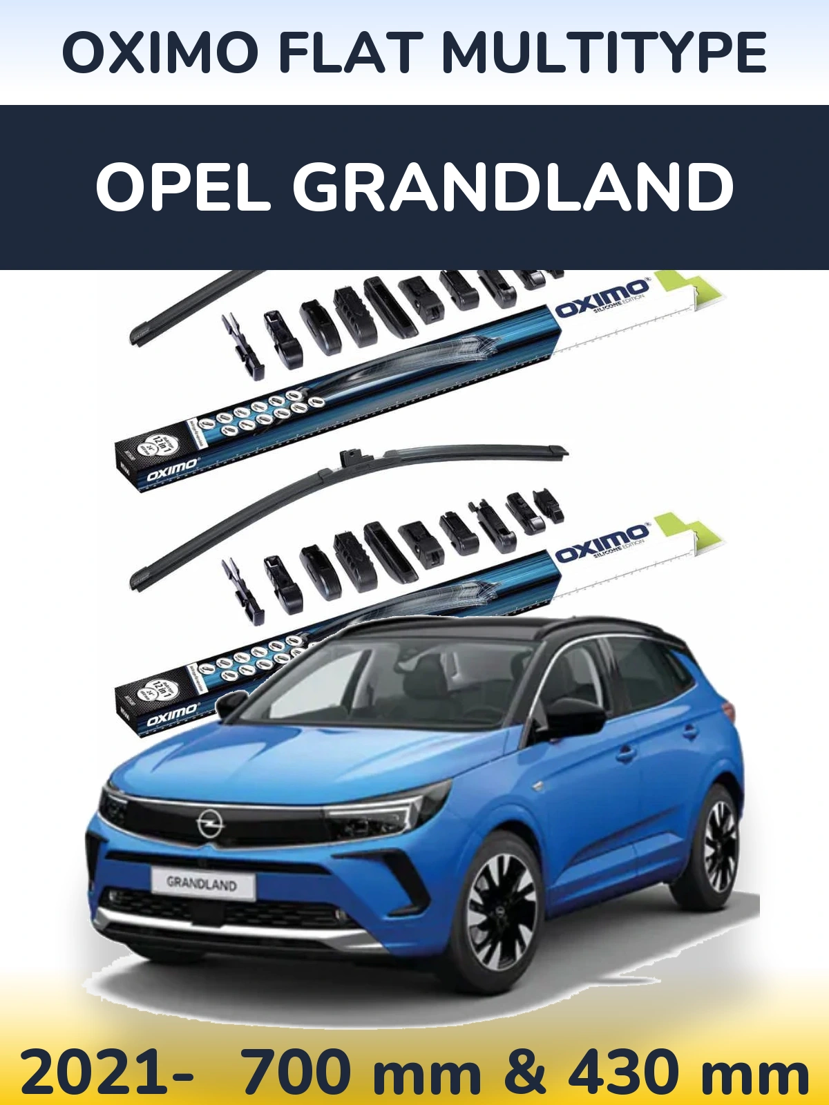 Комплект передних дворников Oximo Flat MultiТипe 700 & 430 мм для Opel Grandland 2021-2026