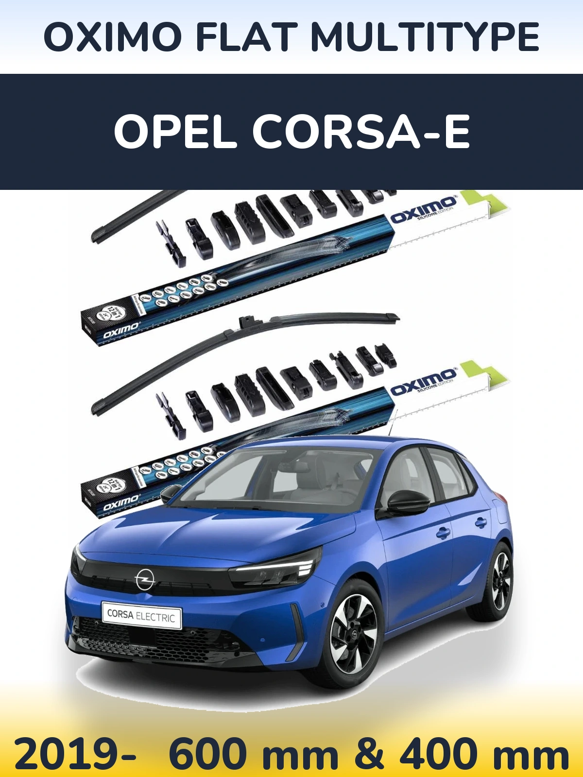 Komplet przednich wycieraczek Oximo Flat MultiType 600 & 400 mm do Opel Corsa-e 2019-2026