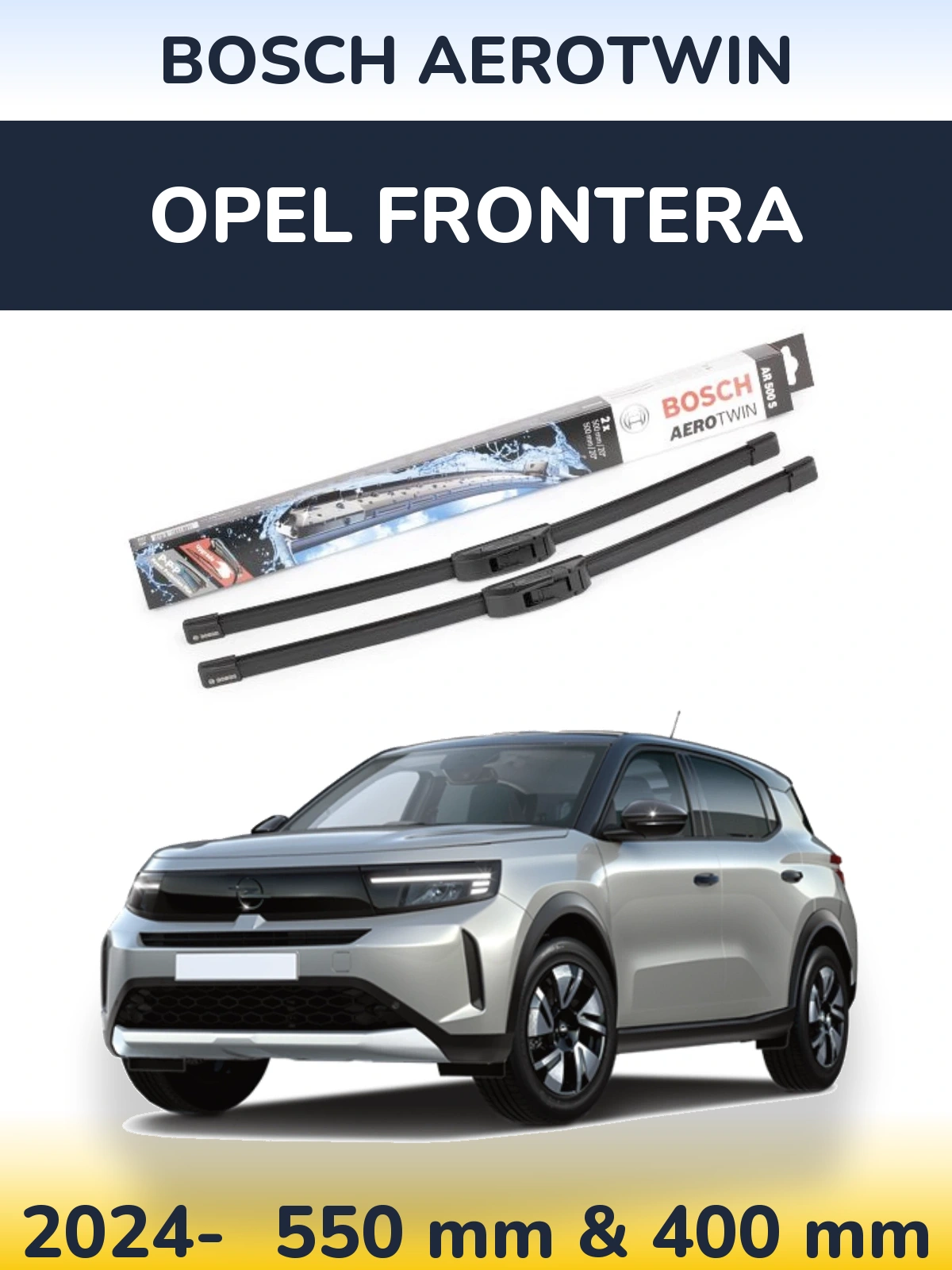 Комплект передних дворников BOSCH AeroTwin 550 & 400 мм для Opel Frontera 2024-2026