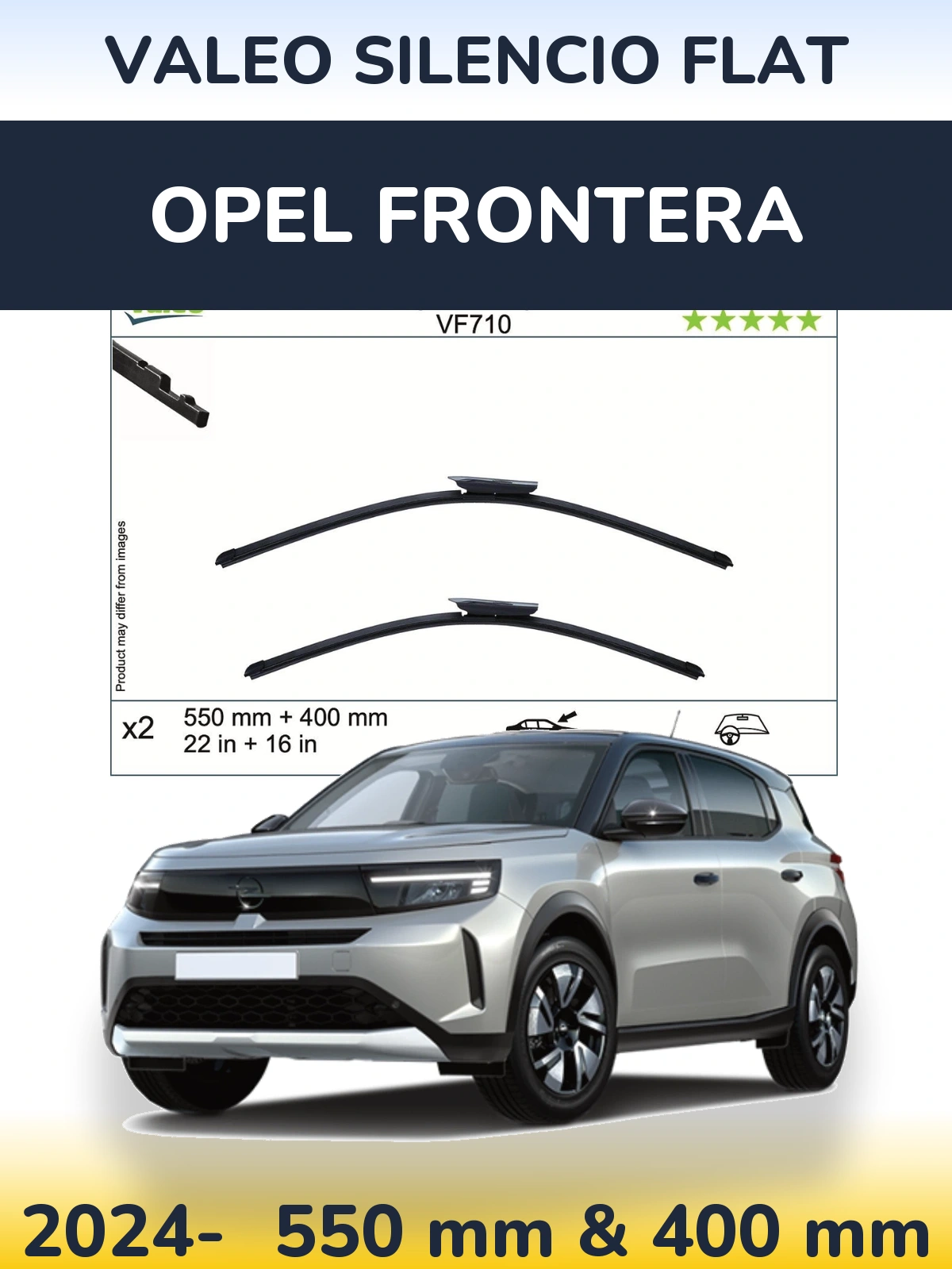 Комплект передних дворников Valeo Silencio Flat 550 & 400 мм для Opel Frontera 2024-2026
