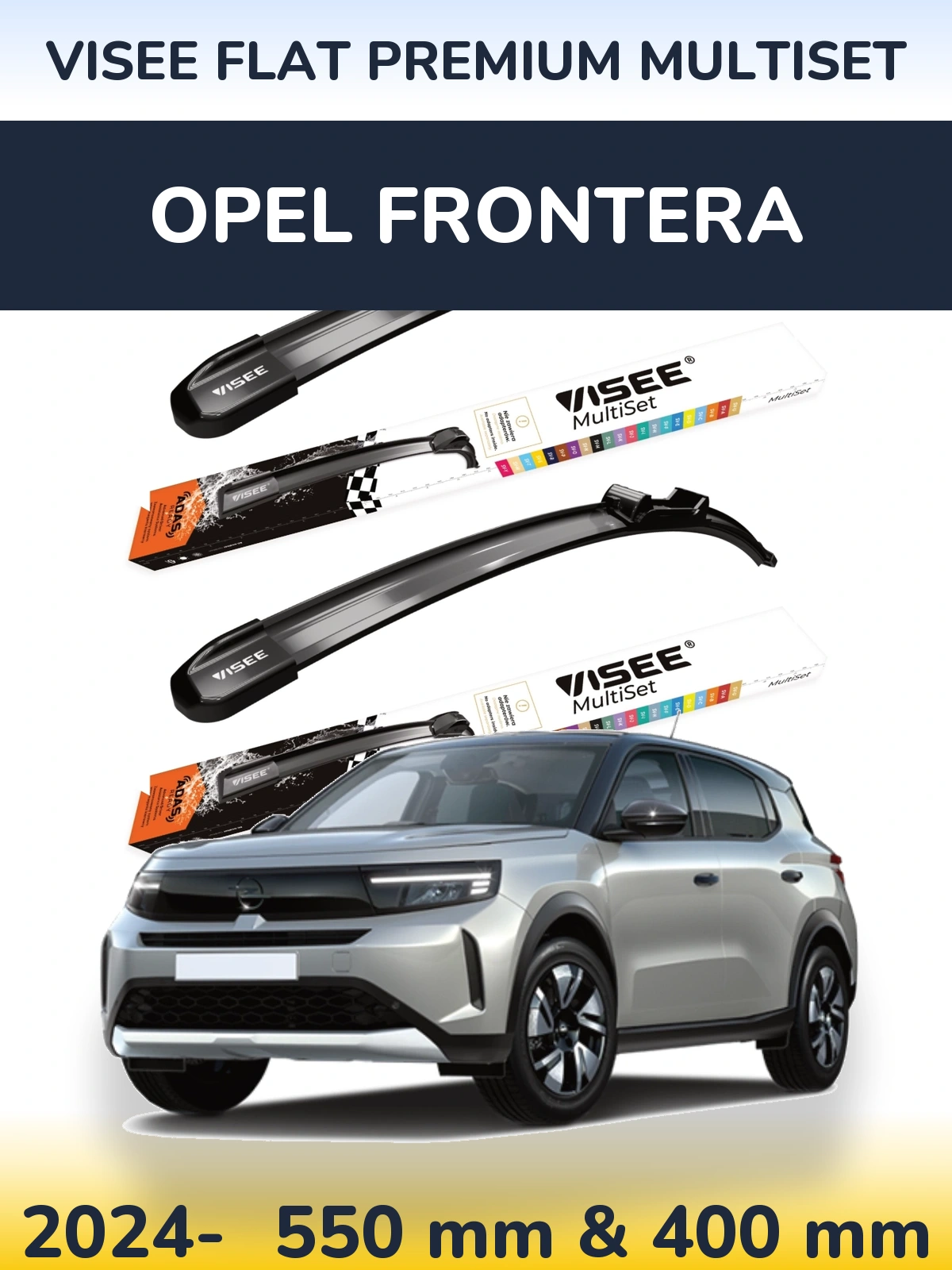 Комплект передних дворников VISEE FLAT PREMIUM MultiSet 550 & 400 мм для Opel Frontera 2024-2026