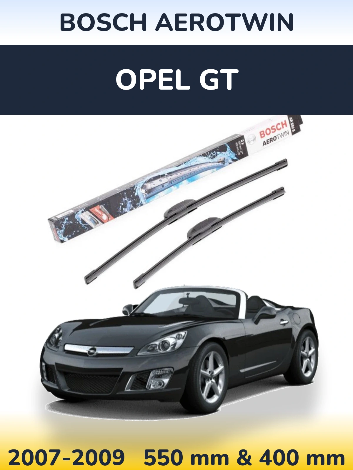 Komplet przednich wycieraczek BOSCH AeroTwin 550 & 400 mm do Opel GT 2007-2009