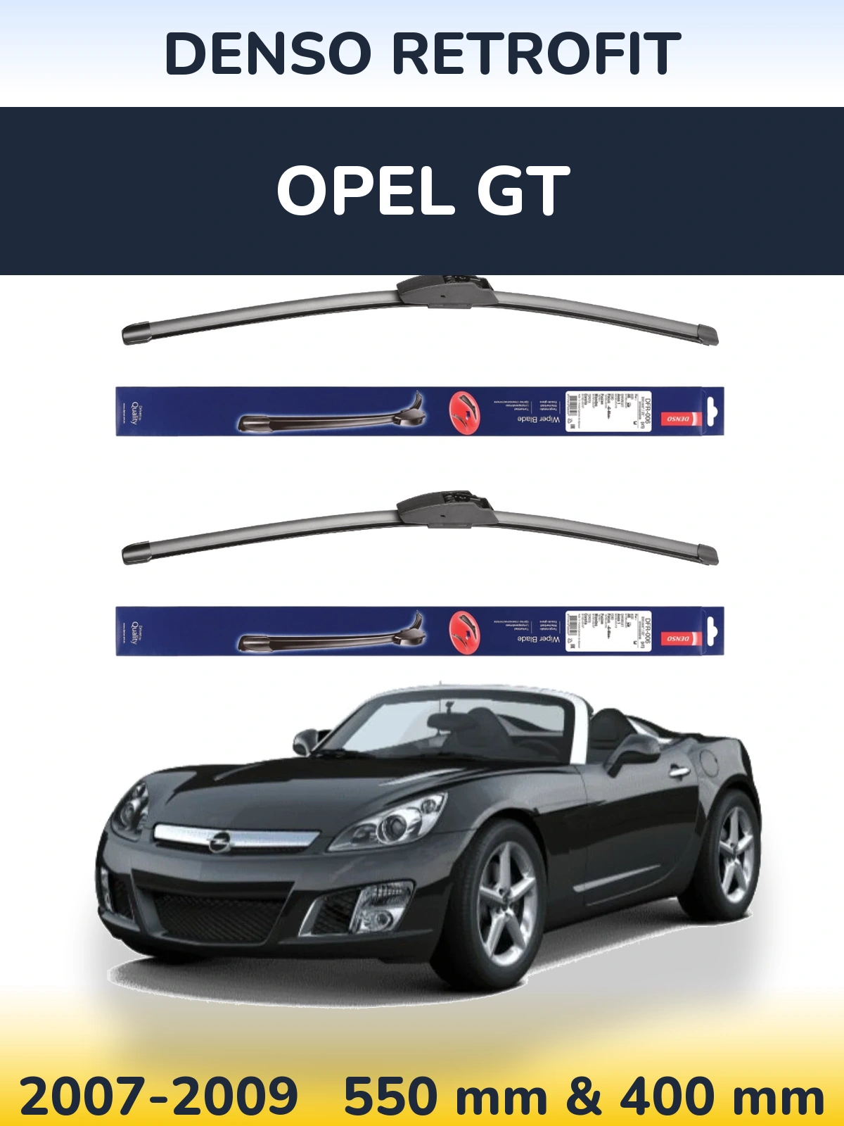 Комплект передних дворников Denso Retrofit 550 & 400 мм для Opel GT 2007-2009
