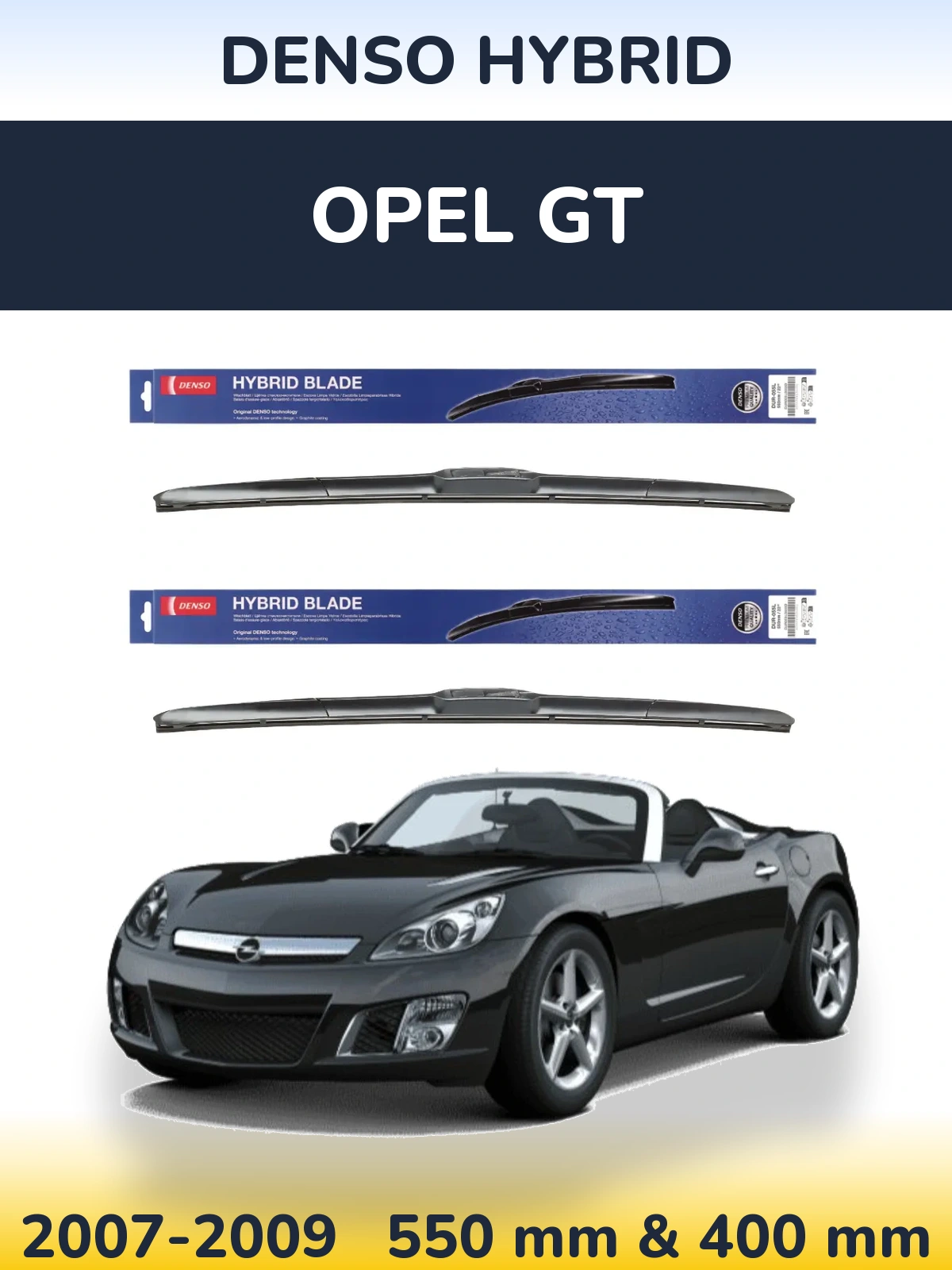 Komplet przednich wycieraczek Denso Hybrid 550 & 400 mm do Opel GT 2007-2009