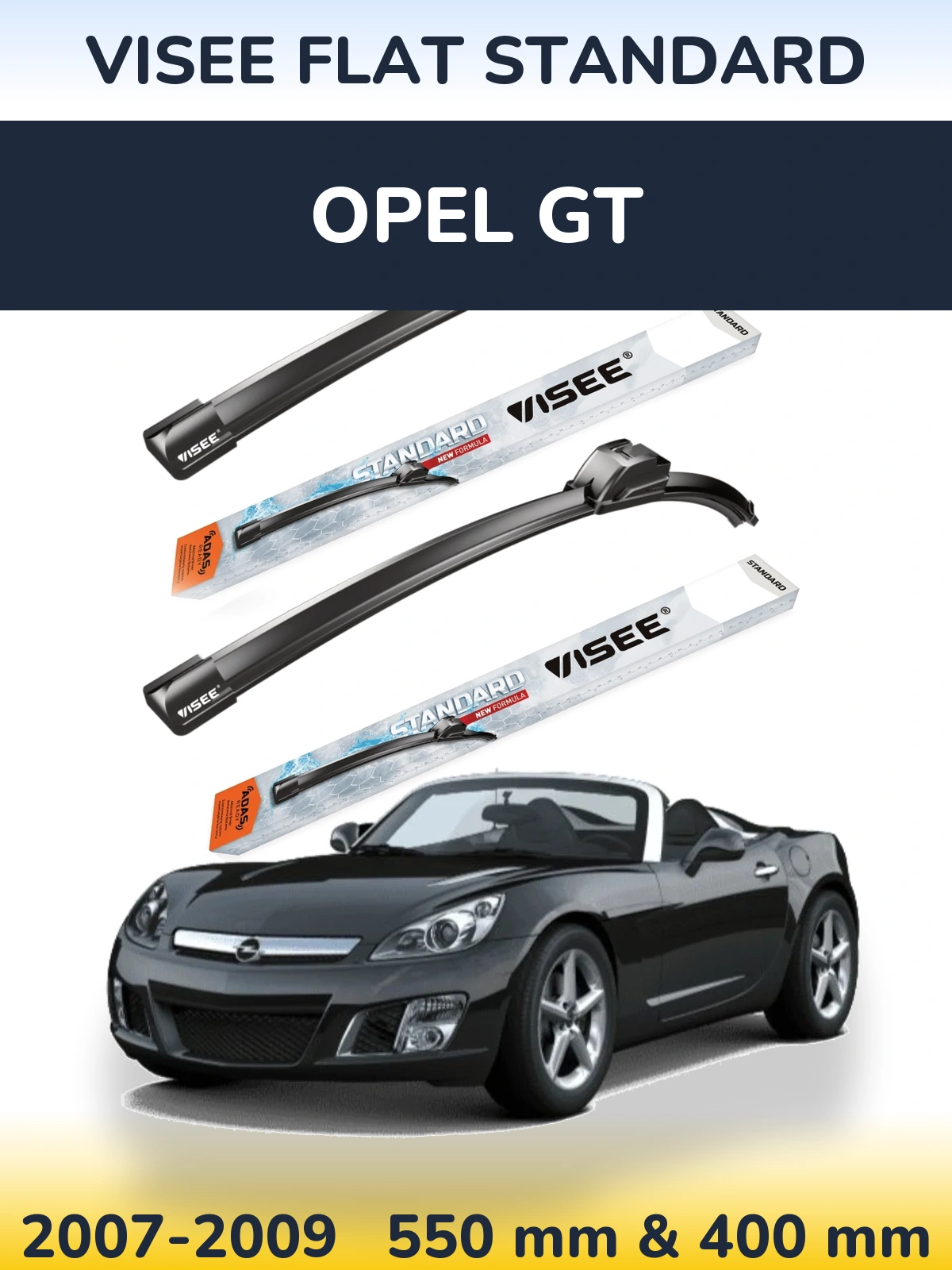 Комплект передних дворников VISEE FLAT STANDARD 550 & 400 мм для Opel GT 2007-2009