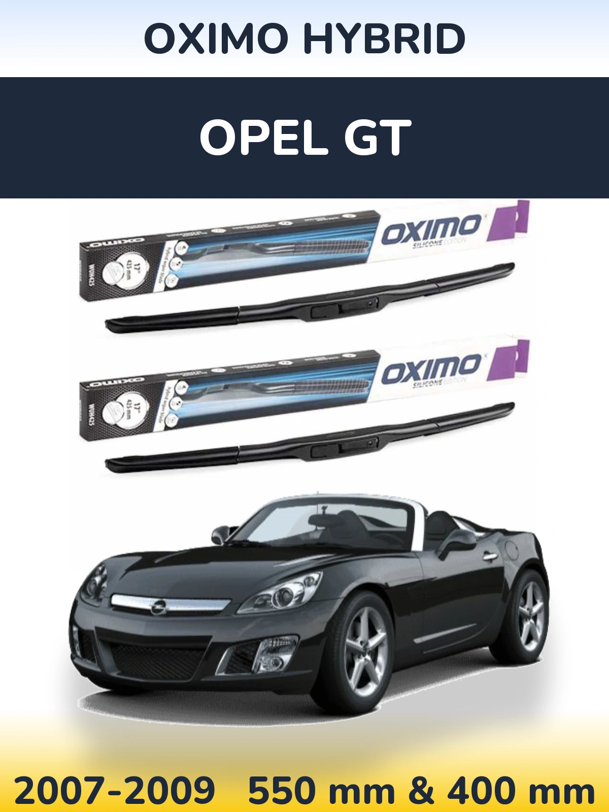 Комплект передних дворников Oximo Hybrid 550 & 400 мм для Opel GT 2007-2009