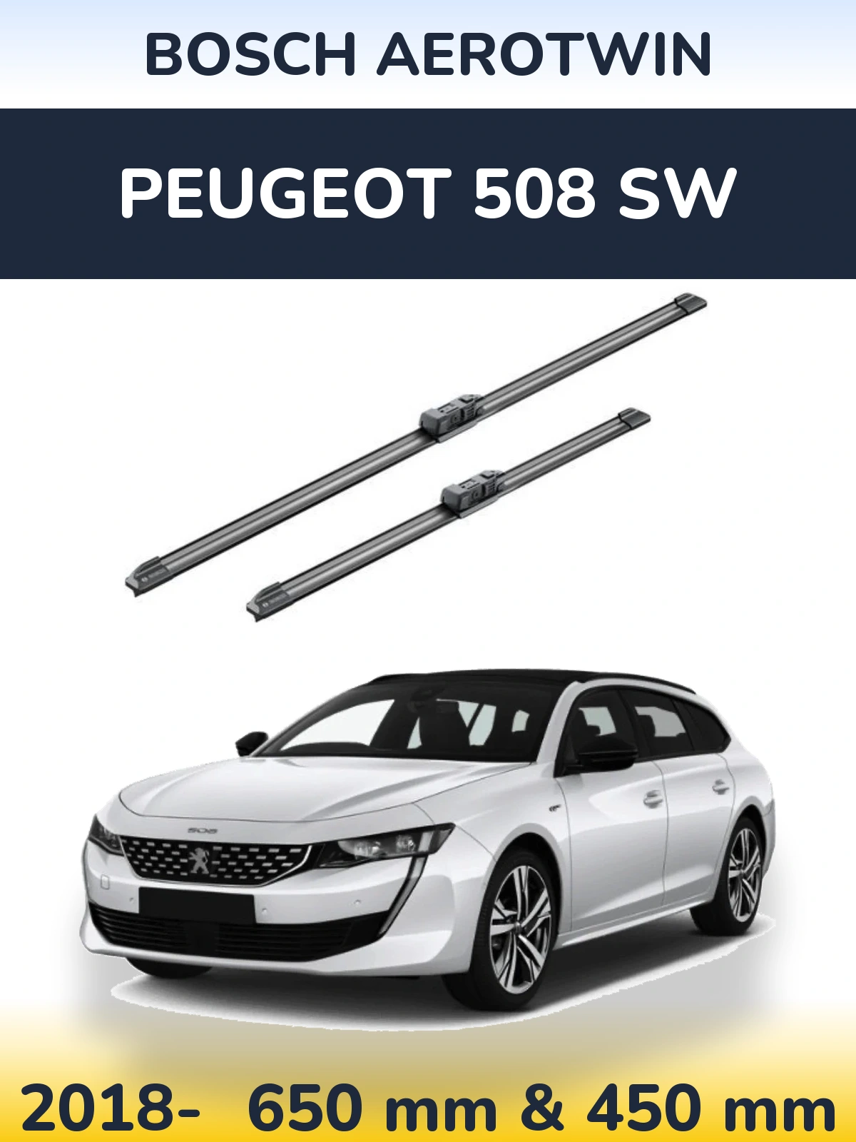 Комплект передних дворников BOSCH AeroTwin 650 & 450 мм для Peugeot 508 SW 2018-2026