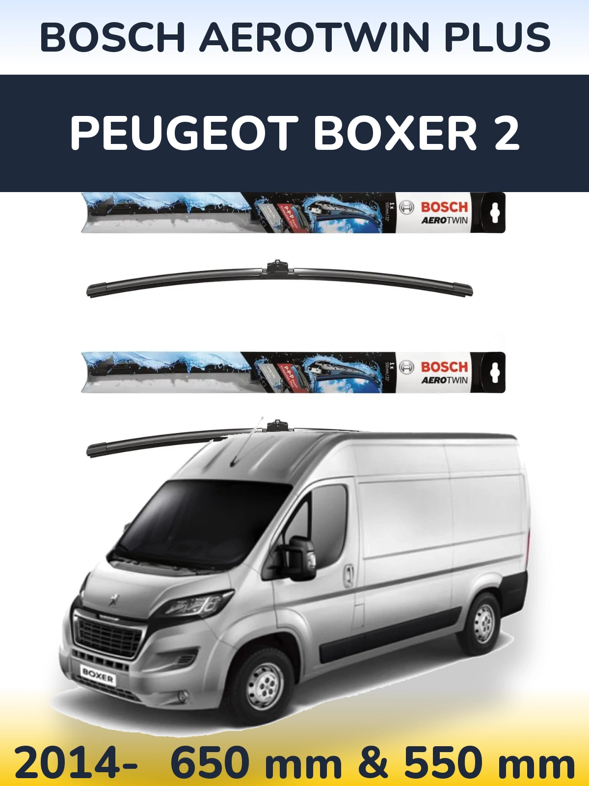 Komplet przednich wycieraczek BOSCH AeroTwin Plus 650 & 550 mm do Peugeot Boxer 2 2014-2026
