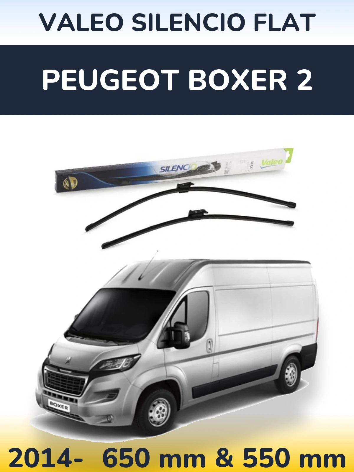 Komplet przednich wycieraczek Valeo Silencio Flat 650 & 550 mm do Peugeot Boxer 2 2014-2026