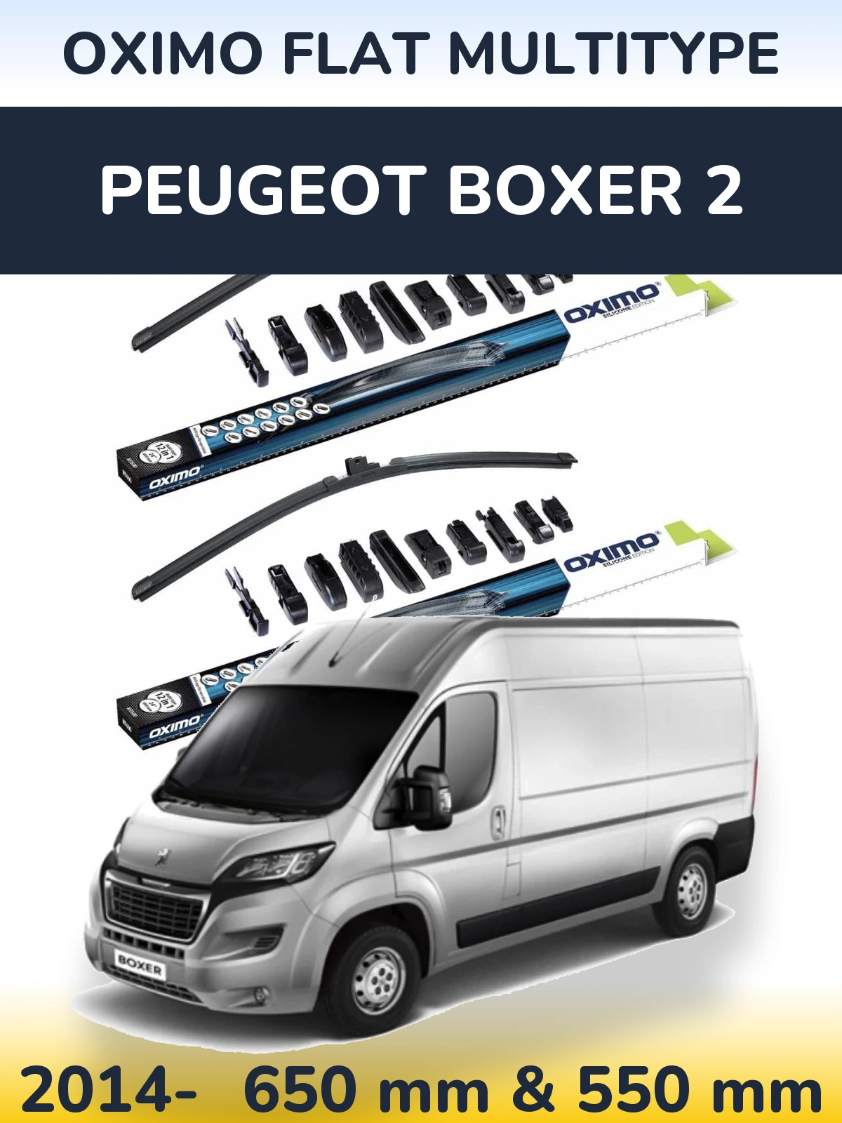 Komplet przednich wycieraczek Oximo Flat MultiType 650 & 550 mm do Peugeot Boxer 2 2014-2026