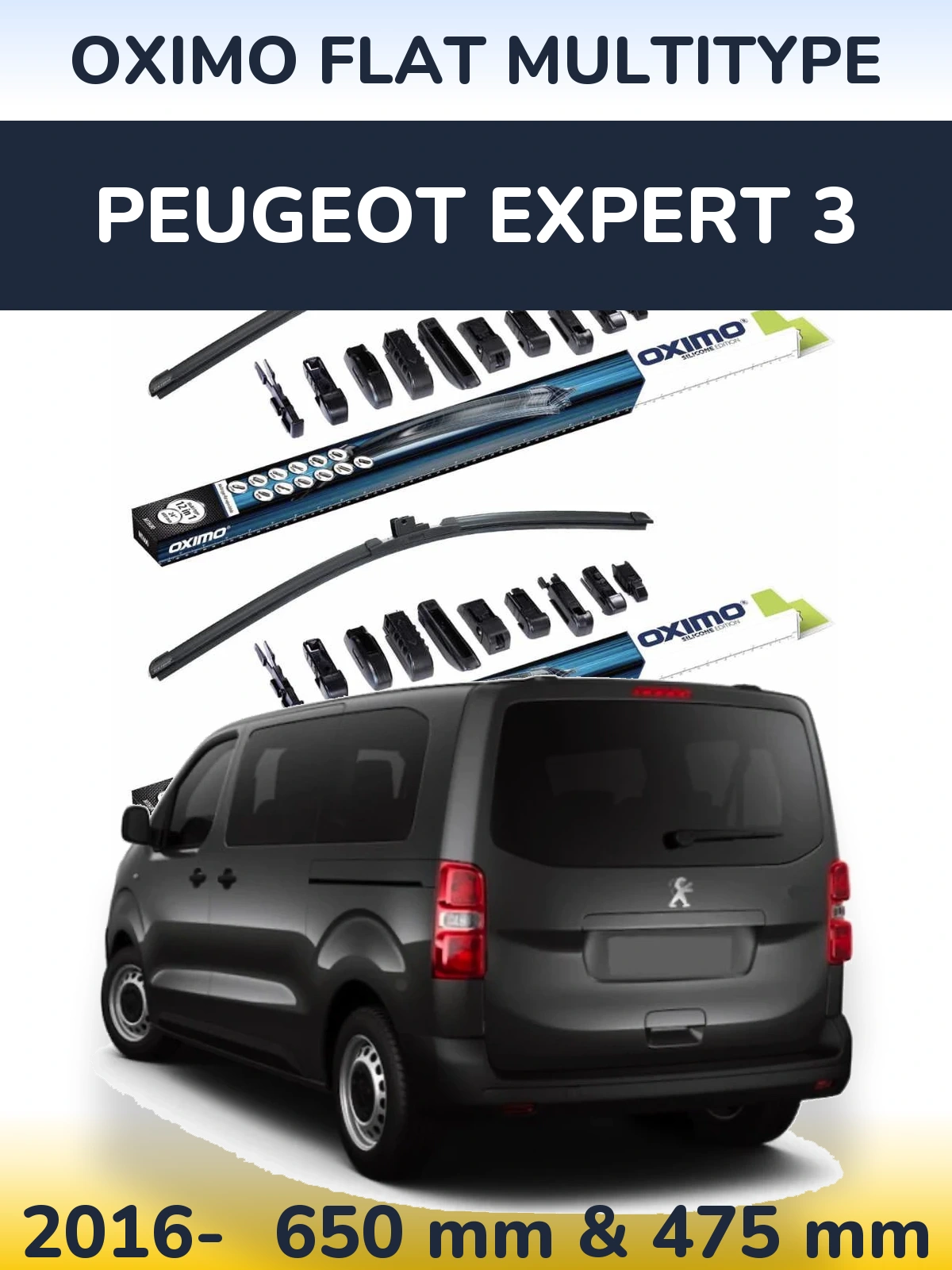 Komplet przednich wycieraczek Oximo Flat MultiType 650 & 475 mm do Peugeot Expert 3 2016-2026