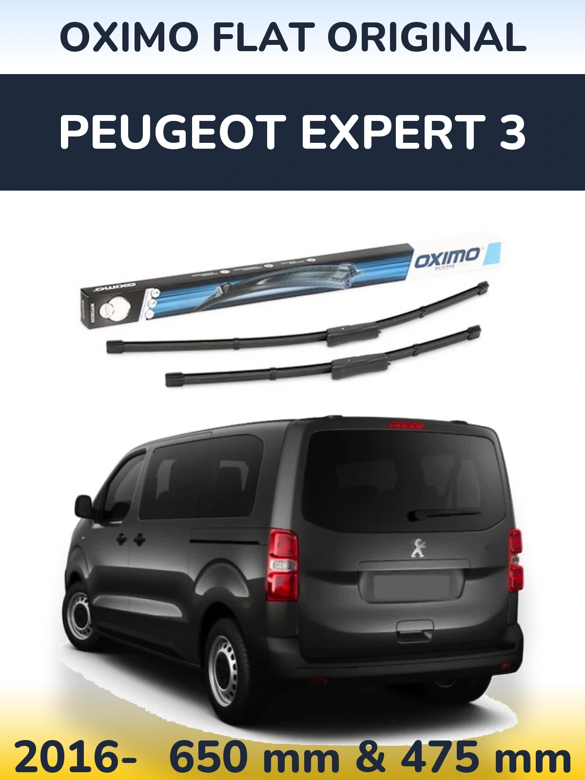 Komplet przednich wycieraczek Oximo Flat Original 650 & 475 mm do Peugeot Expert 3 2016-2026