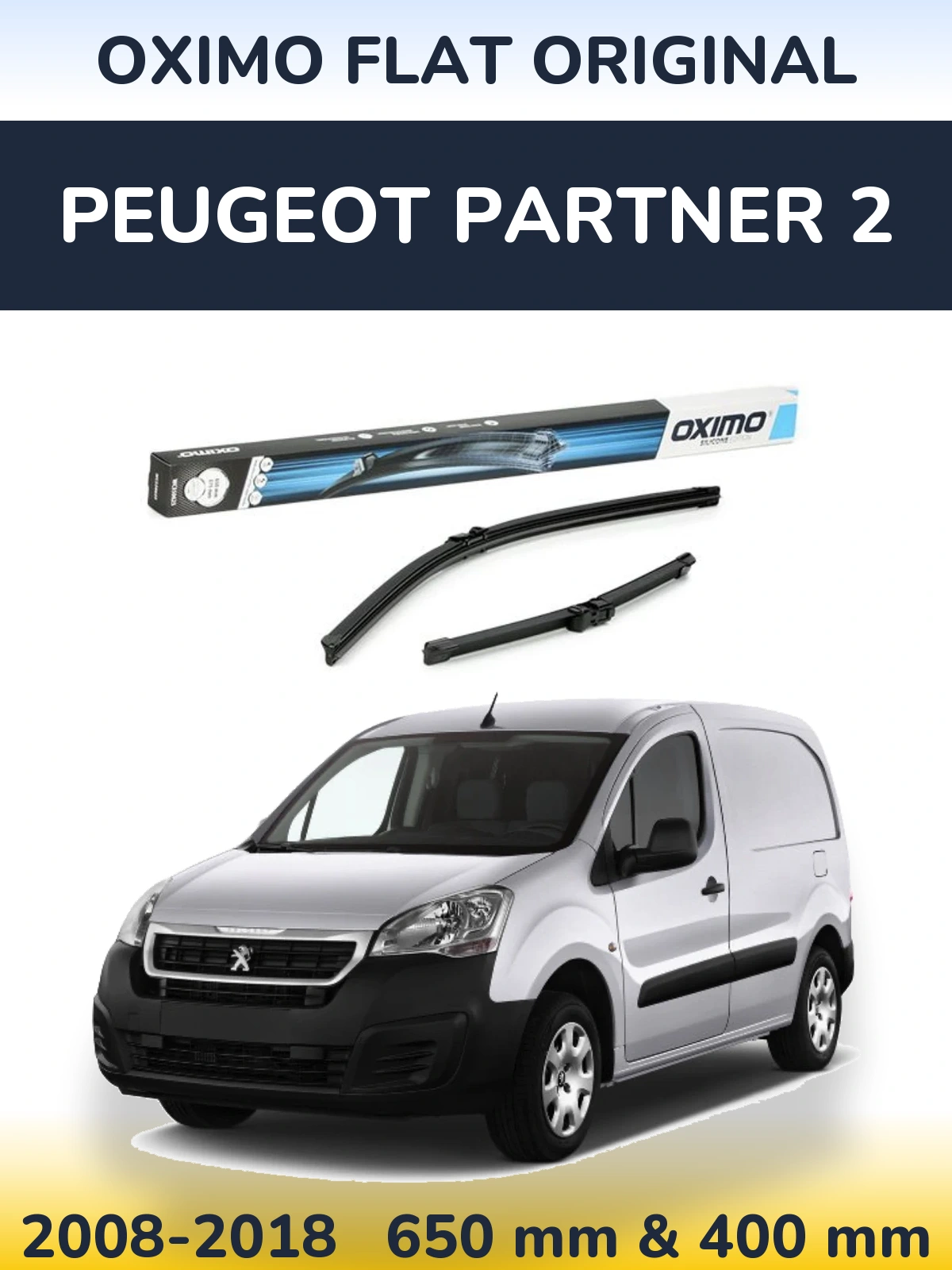 Komplet przednich wycieraczek Oximo Flat Original 650 & 375 mm do Peugeot Partner 2 2008-2018