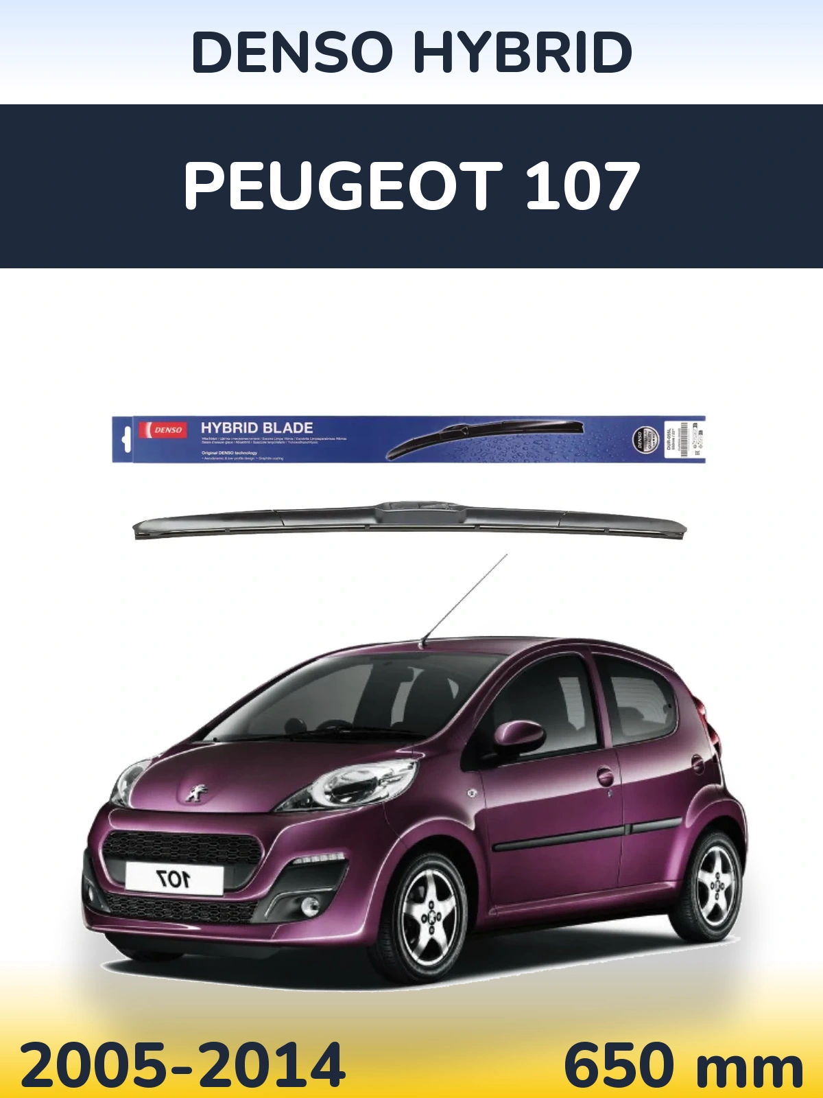 Przednia wycieraczka Denso Hybrid 650 mm do Peugeot 107 2005-2014