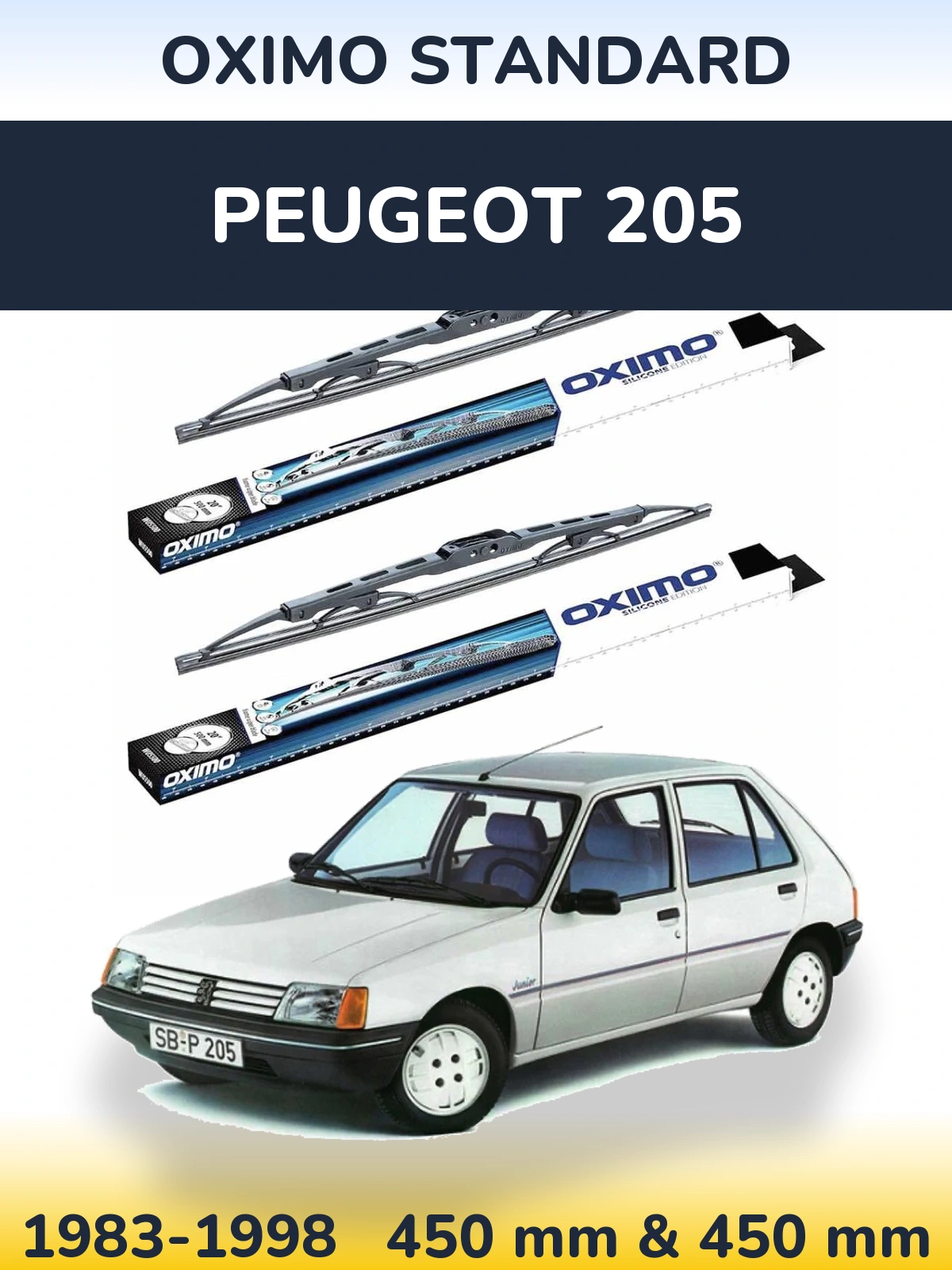 Komplet przednich wycieraczek Oximo Standard 450 & 450 mm do Peugeot 205 1983-1998