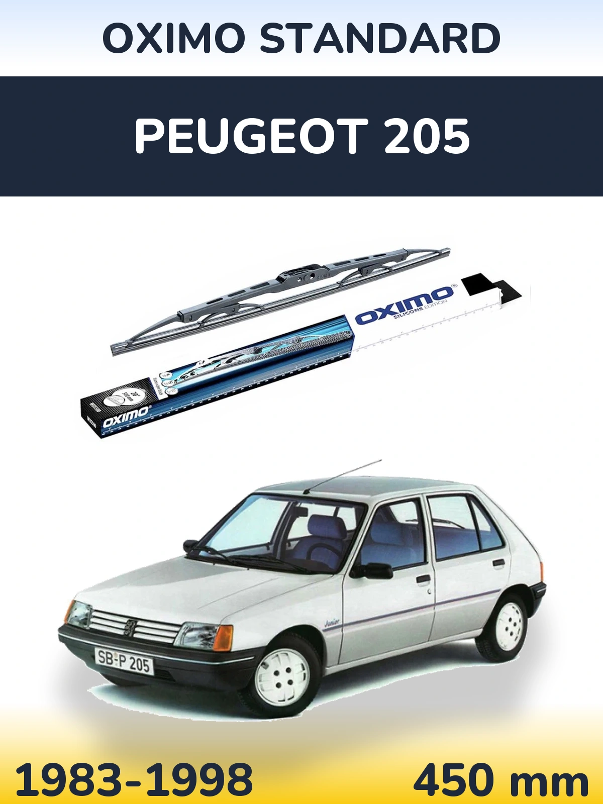 Задний дворник Oximo Standard 450 мм для Peugeot 205 1983-1998