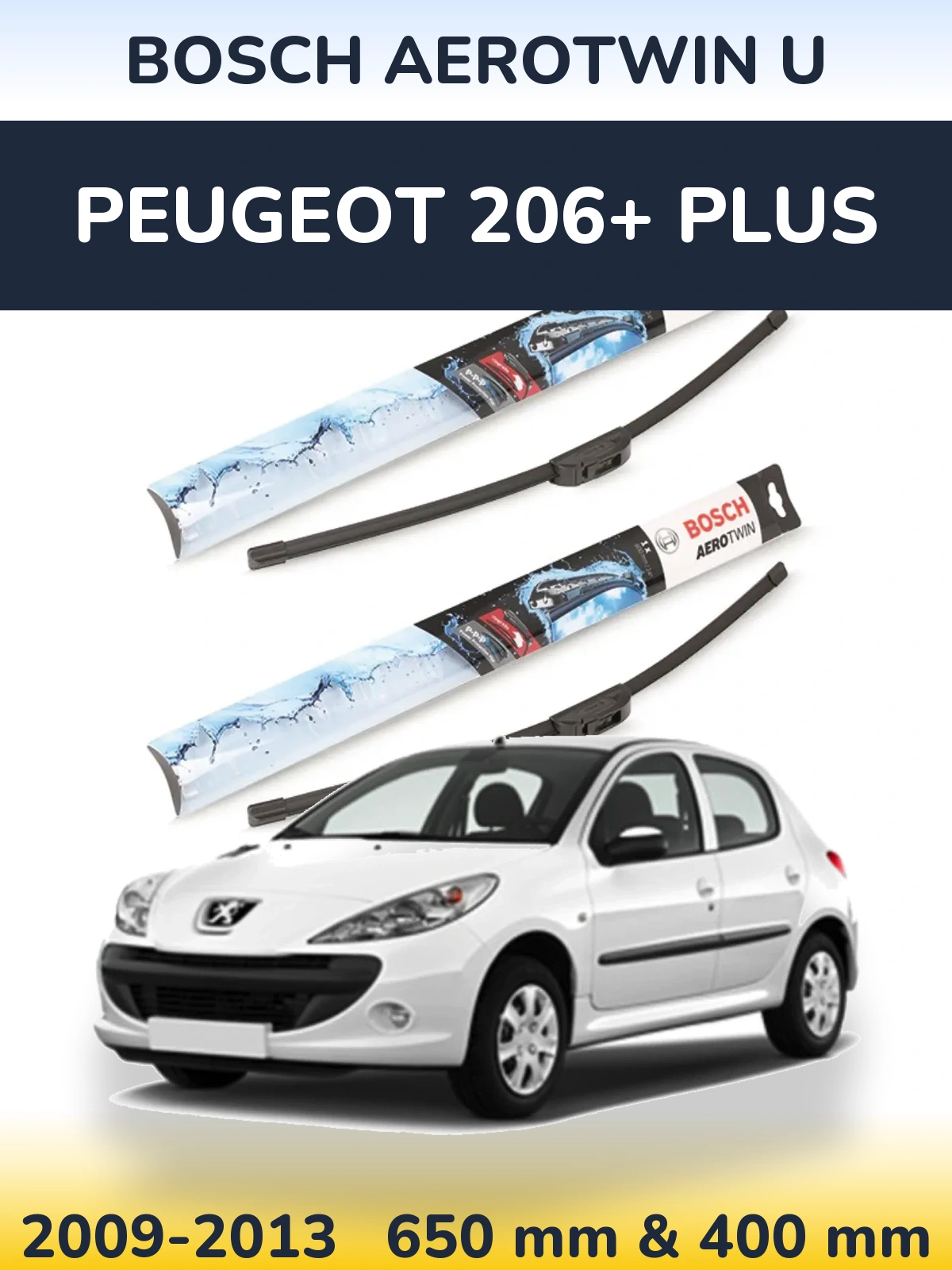 Komplet przednich wycieraczek BOSCH AeroTwin U 650 & 400 mm do Peugeot 206+ Plus 2009-2013