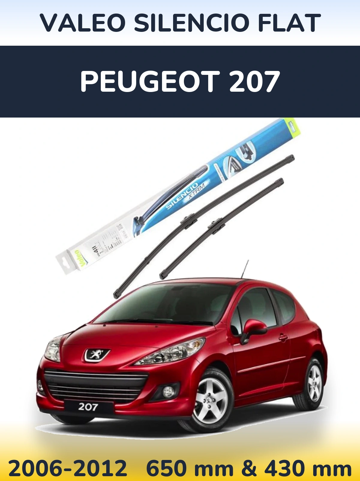 Комплект передних дворников Valeo Silencio Flat 650 & 420 мм для Peugeot 207 2006-2012