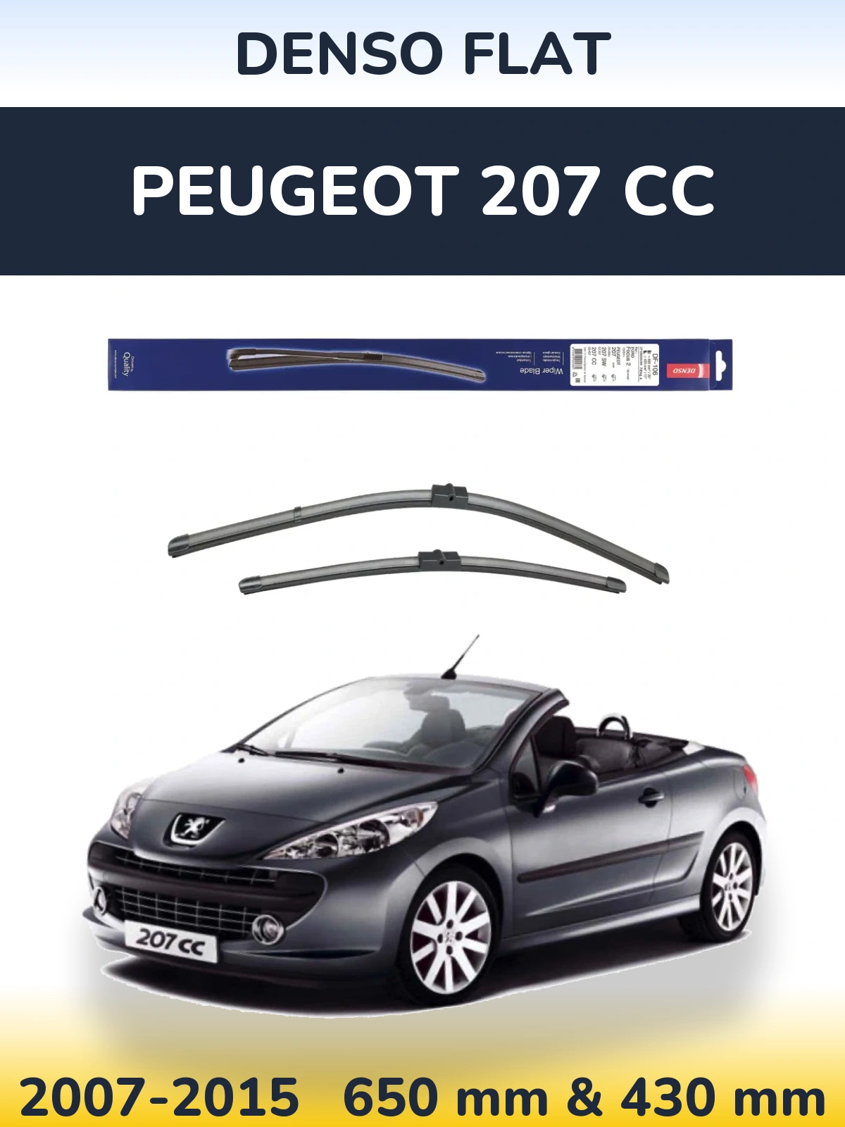 Komplet przednich wycieraczek Denso Flat 650 & 420 mm do Peugeot 207 CC 2007-2015