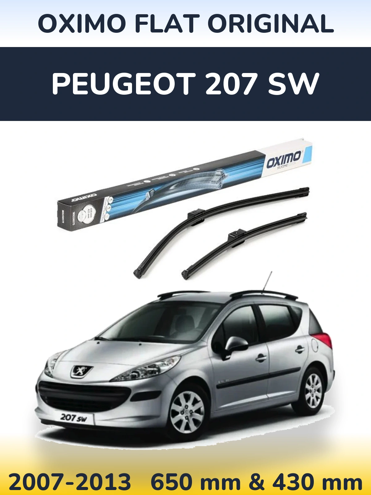Komplet przednich wycieraczek Oximo Flat Original 650 & 430 mm do Peugeot 207 SW 2007-2013