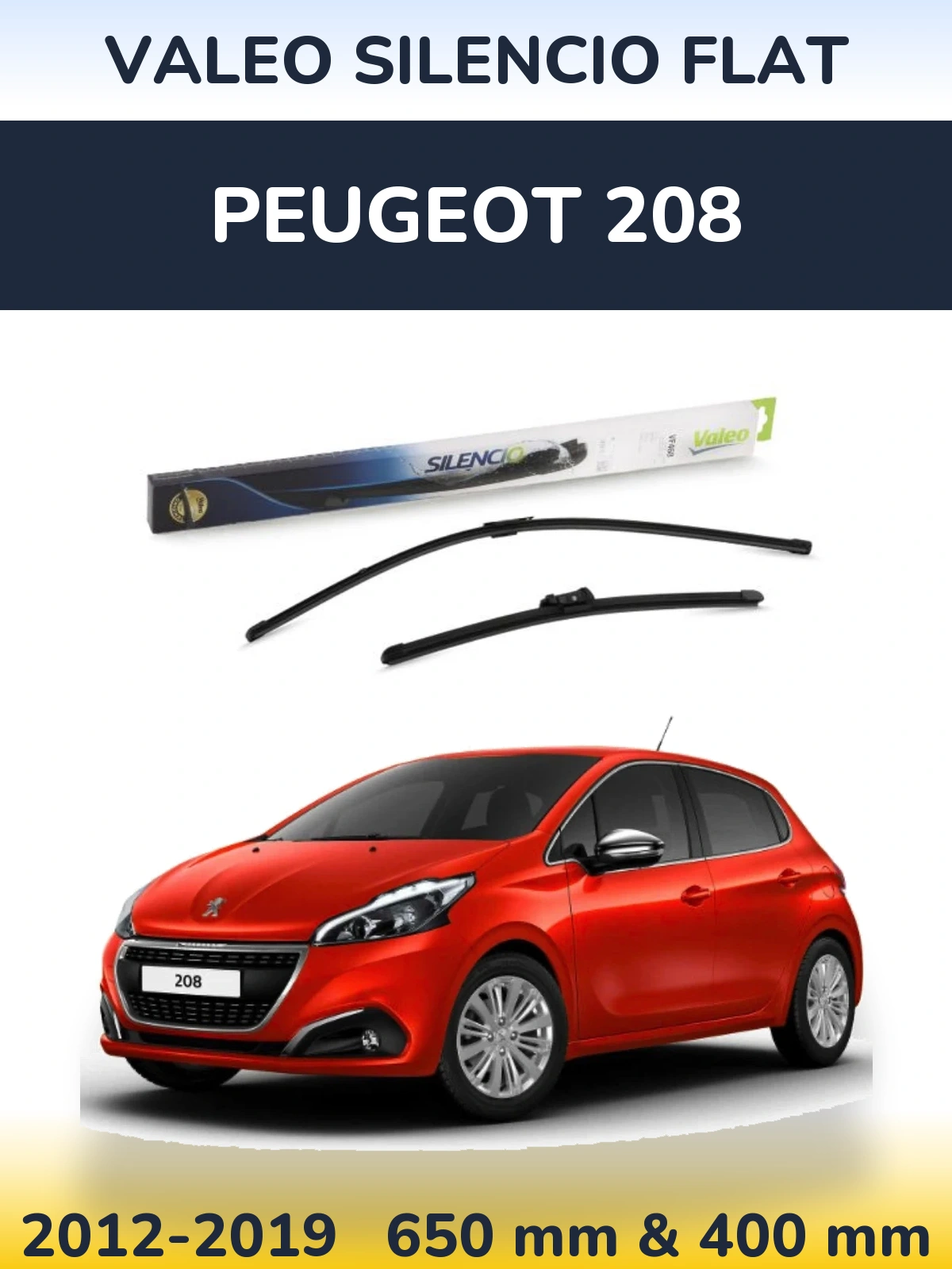 Комплект передних дворников Valeo Silencio Flat 650 & 400 мм для Peugeot 208 2012-2019