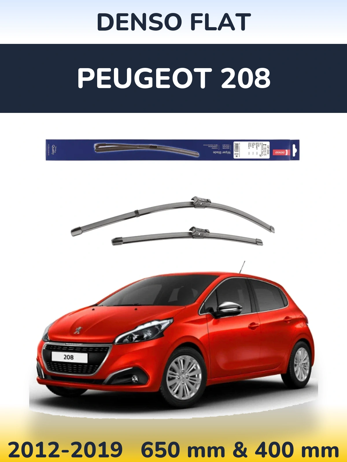 Комплект передних дворников Denso Flat 650 & 400 мм для Peugeot 208 2012-2019