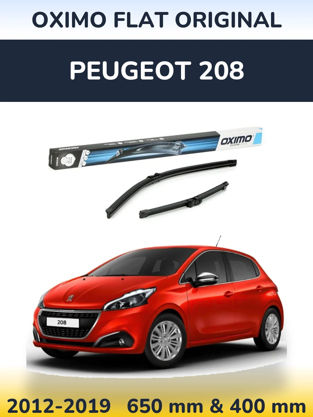 Komplet przednich wycieraczek Oximo Flat Original 650 & 375 mm do Peugeot 208 2012-2019