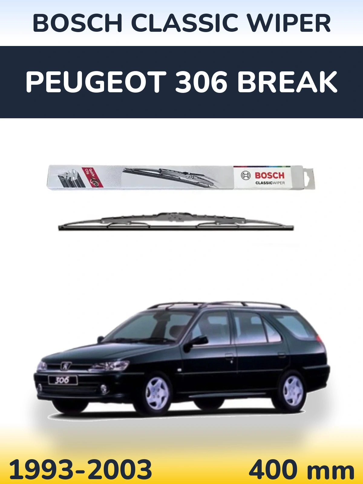 Tylna wycieraczka BOSCH Classic Wiper 400 mm do Peugeot 306 Break 1993-2003
