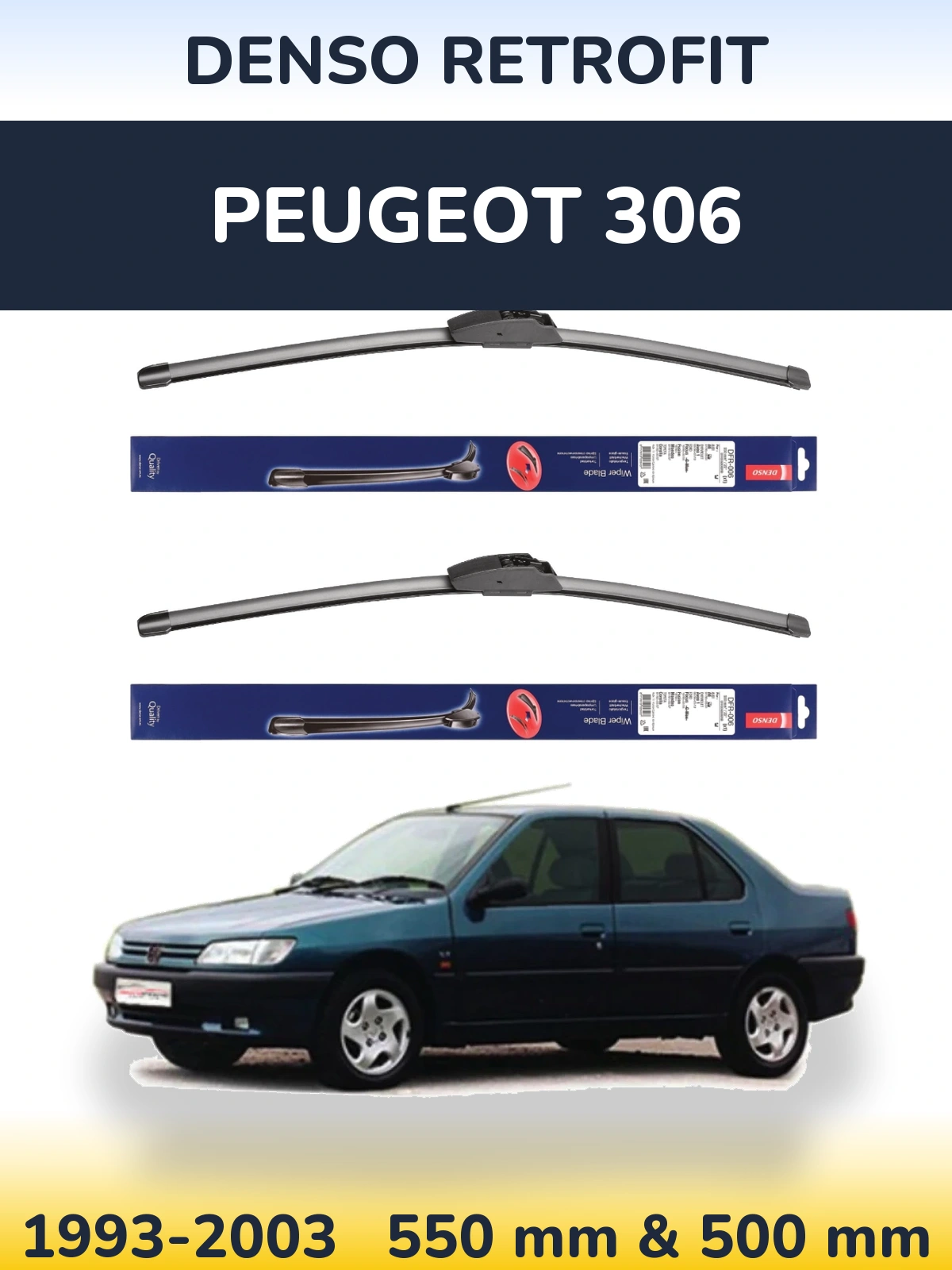 Комплект передних дворников Denso Retrofit 550 & 500 мм для Peugeot 306 1993-2003