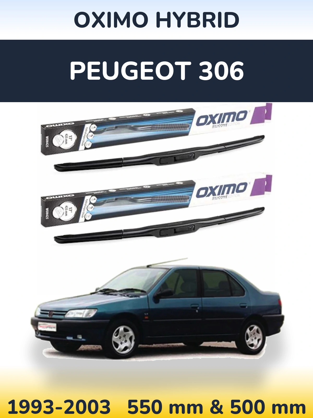 Комплект передних дворников Oximo Hybrid 550 & 500 мм для Peugeot 306 1993-2003