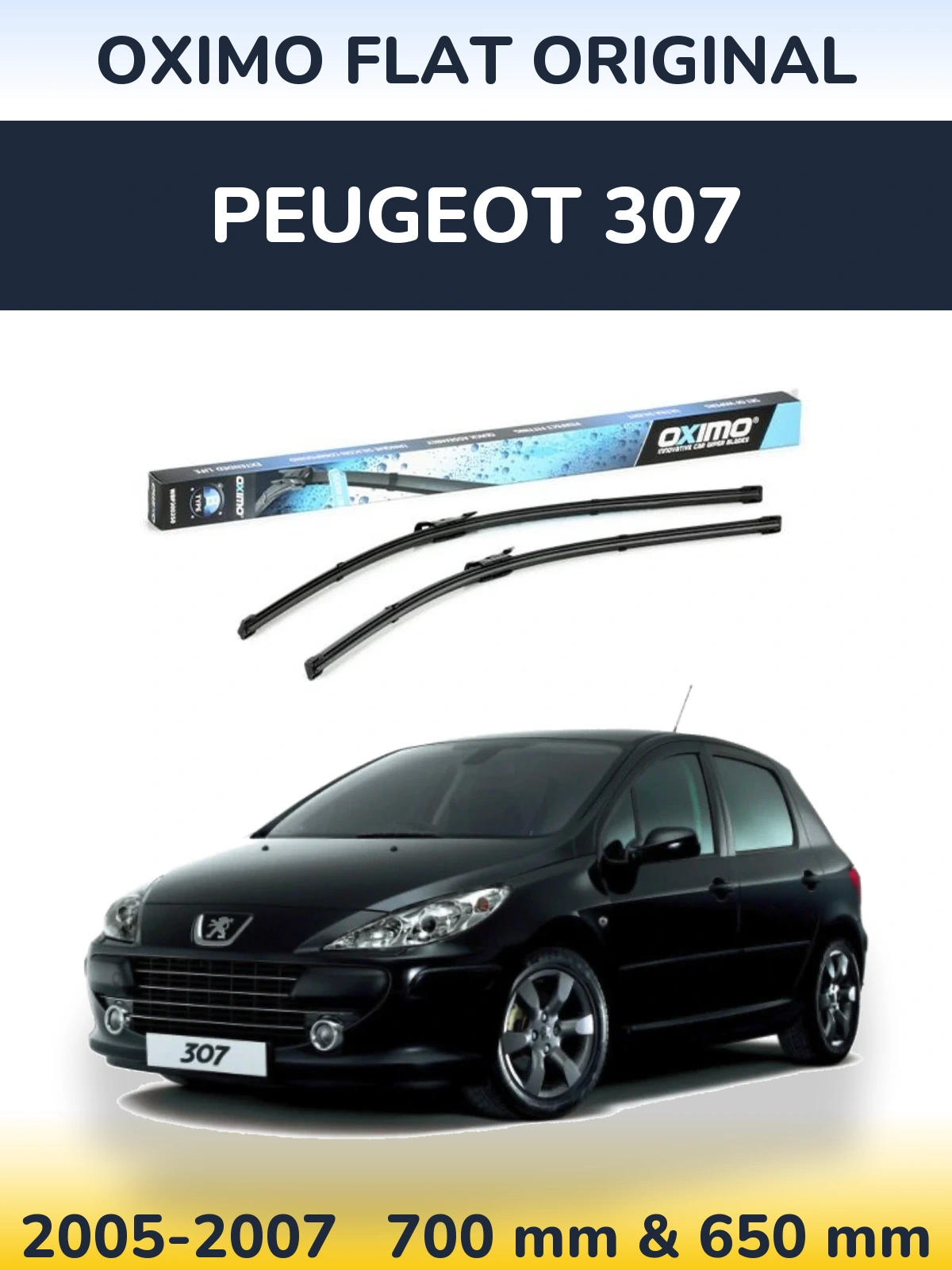 Комплект передних дворников Oximo Flat Original 700 & 650 мм для Peugeot 307 2005-2007