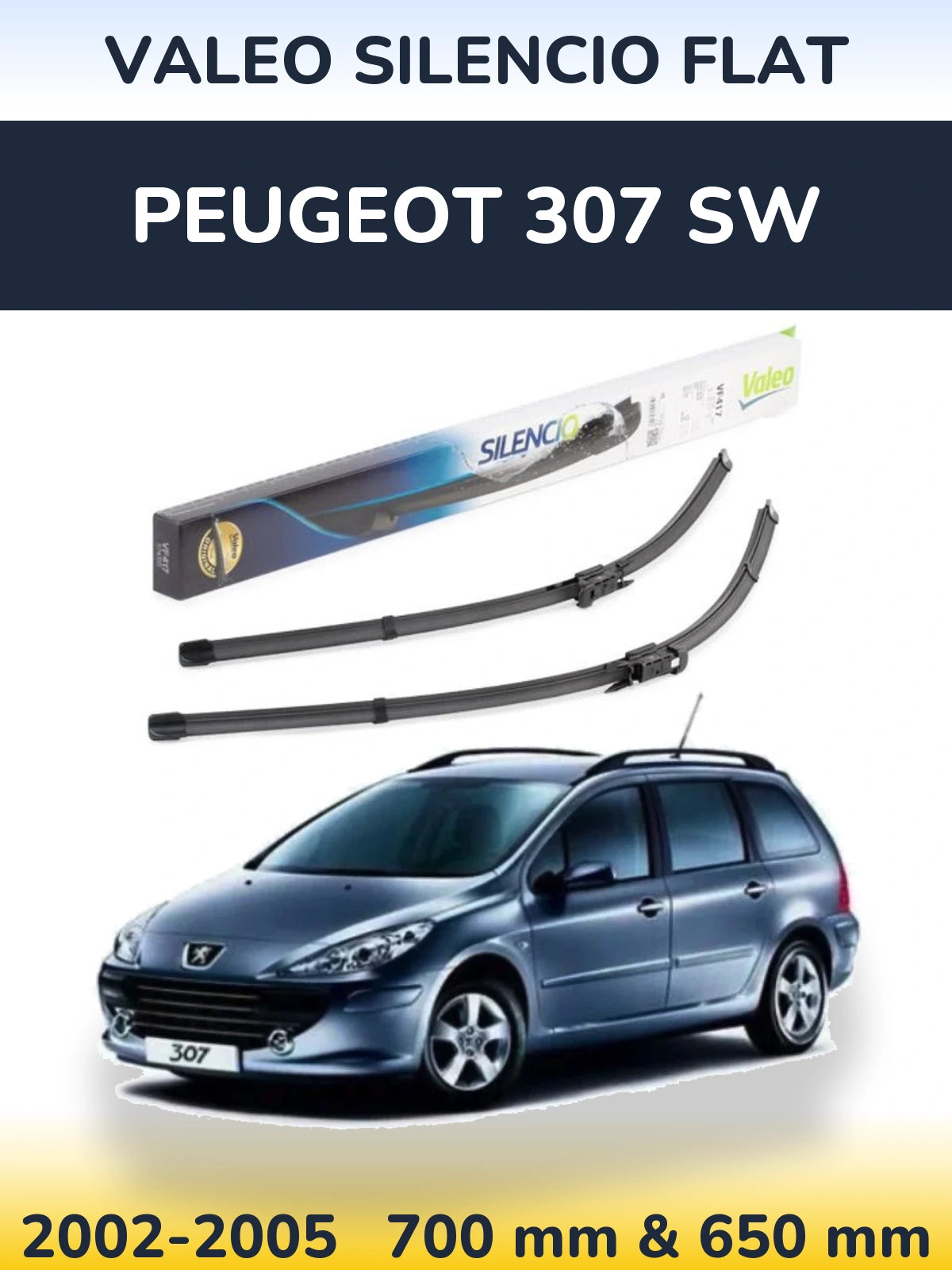Комплект передних дворников Valeo Silencio Flat 700 & 650 мм для Peugeot 307 SW 2002-2005