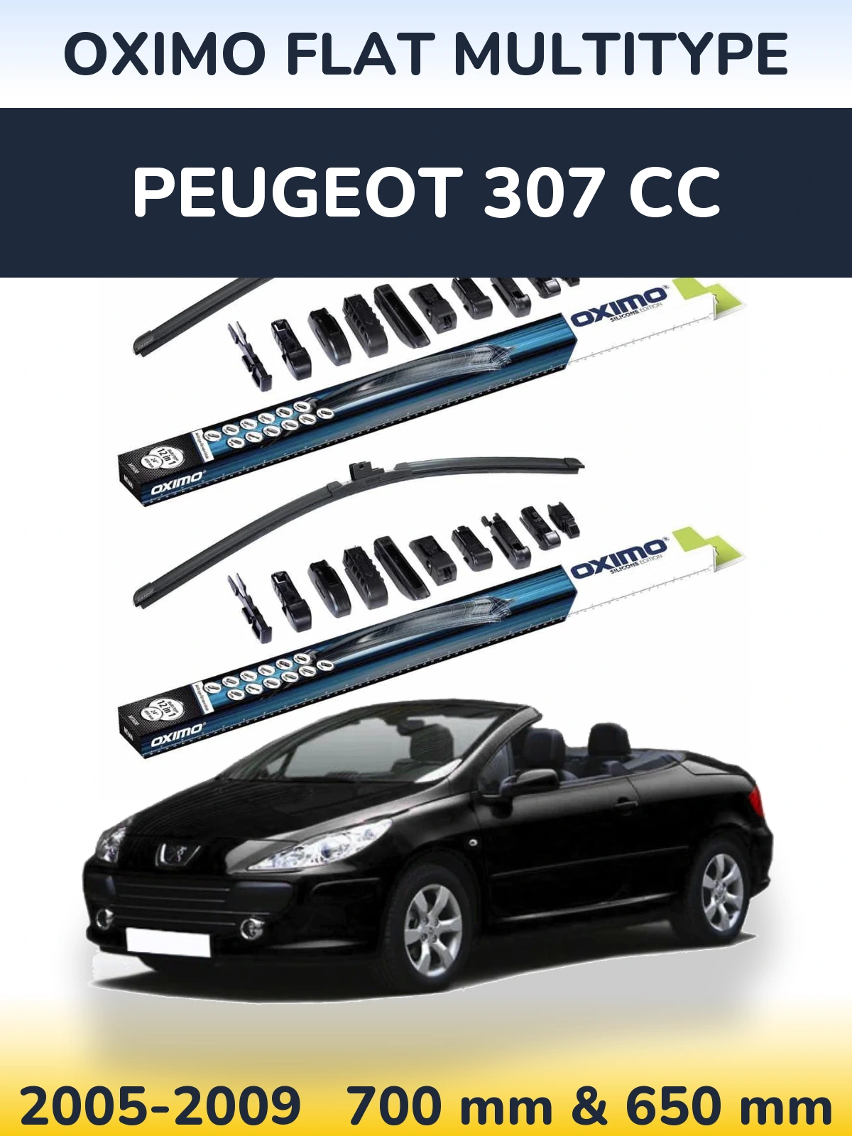 Komplet przednich wycieraczek Oximo Flat MultiType 700 & 650 mm do Peugeot 307 CC 2005-2009