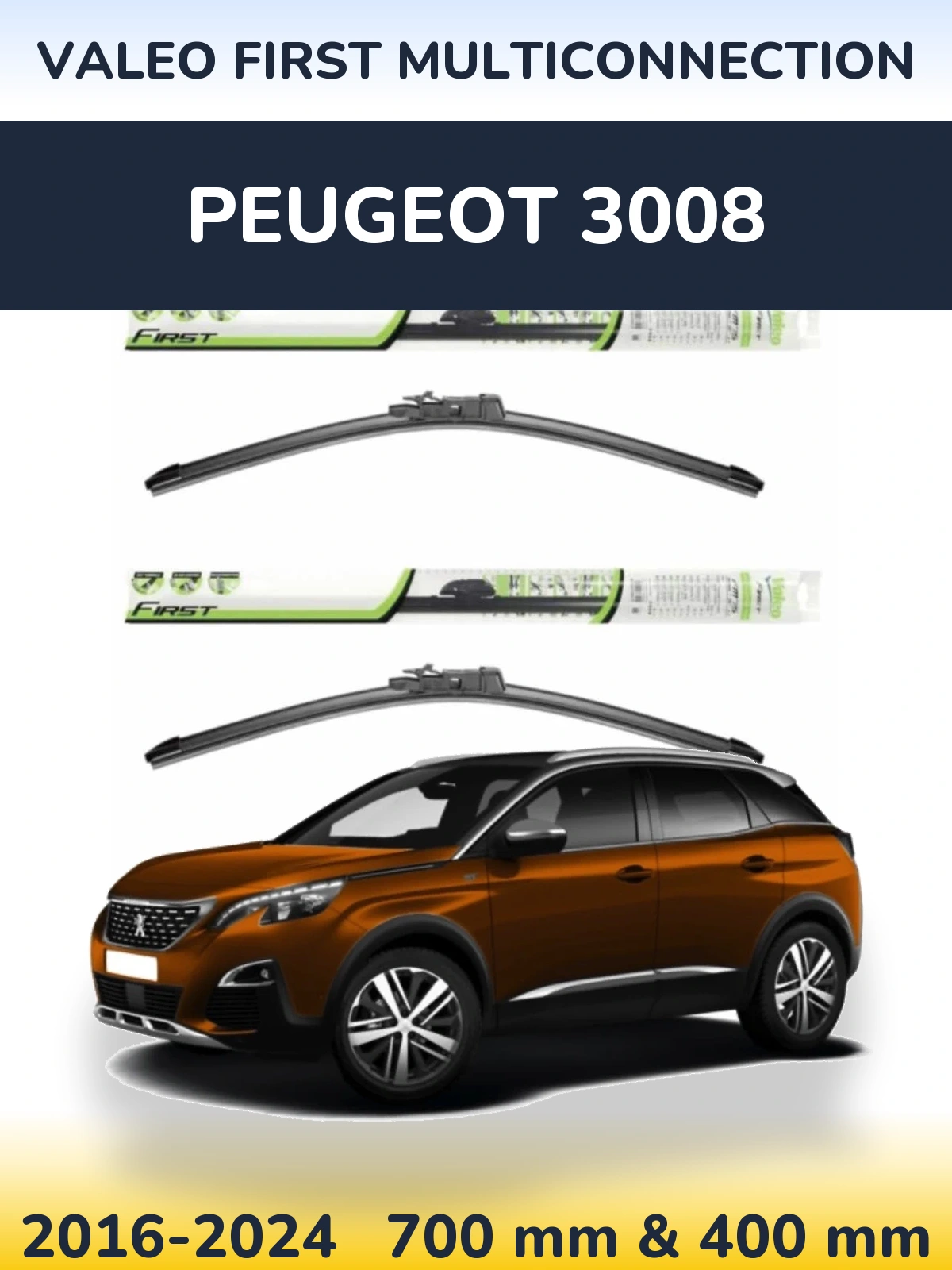 Komplet przednich wycieraczek Valeo First MultiConnection 700 & 400 mm do Peugeot 3008 2016-2024