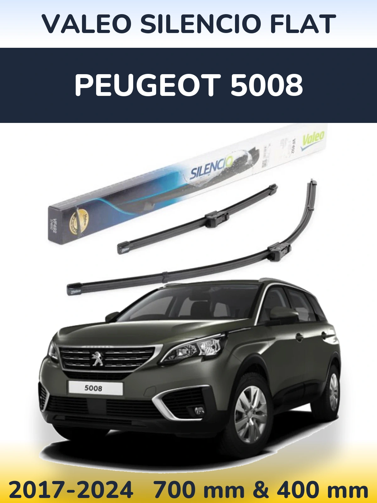 Комплект передних дворников Valeo Silencio Flat 700 & 400 мм для Peugeot 5008 2017-2024