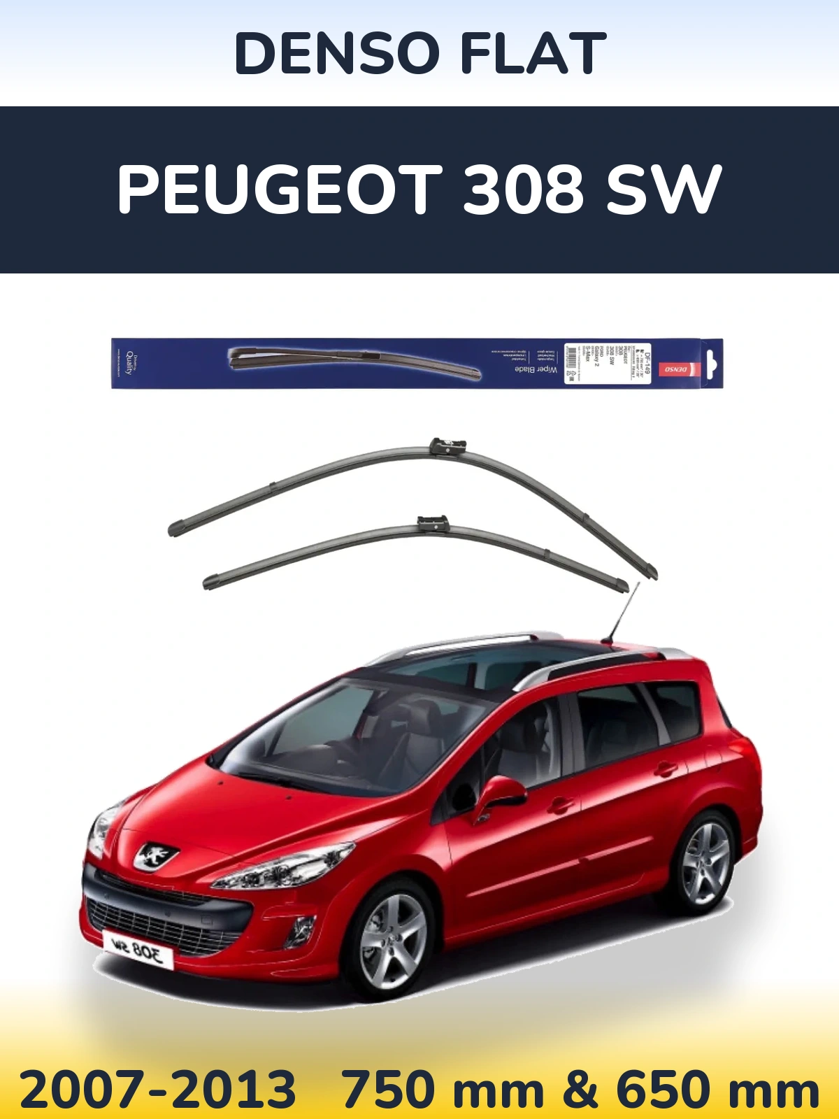 Комплект передних дворников Denso Flat 750 & 650 мм для Peugeot 308 SW 2007-2013