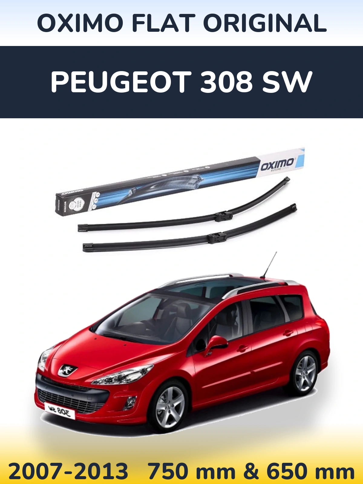 Komplet przednich wycieraczek Oximo Flat Original 750 & 650 mm do Peugeot 308 SW 2007-2013