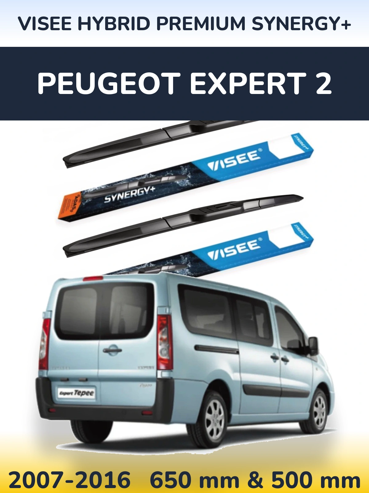 Komplet przednich wycieraczek VISEE HYBRID PREMIUM SYNERGY+ 650 & 500 mm do Peugeot Expert 2 2007-2016