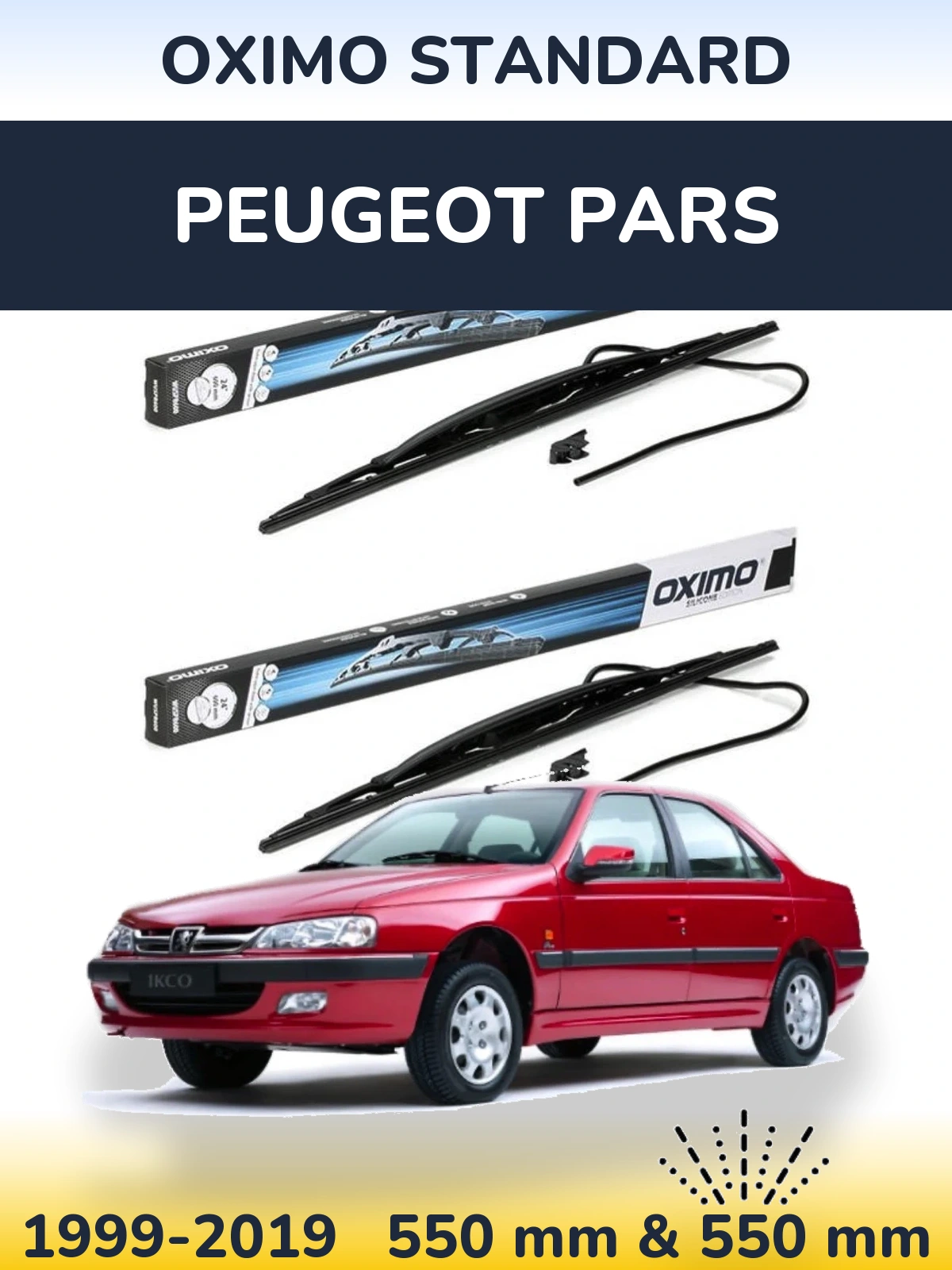 Komplet przednich wycieraczek Oximo Standard 550 & 550 mm do Peugeot Pars 1999-2019