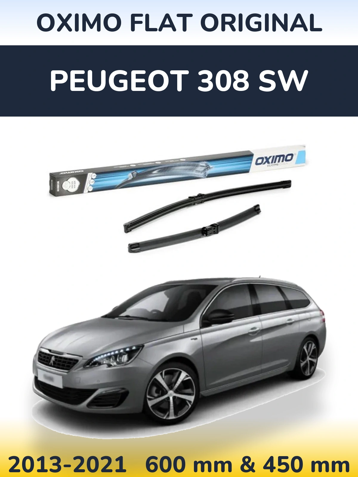 Комплект передних дворников Oximo Flat Original 600 & 450 мм для Peugeot 308 SW 2013-2021