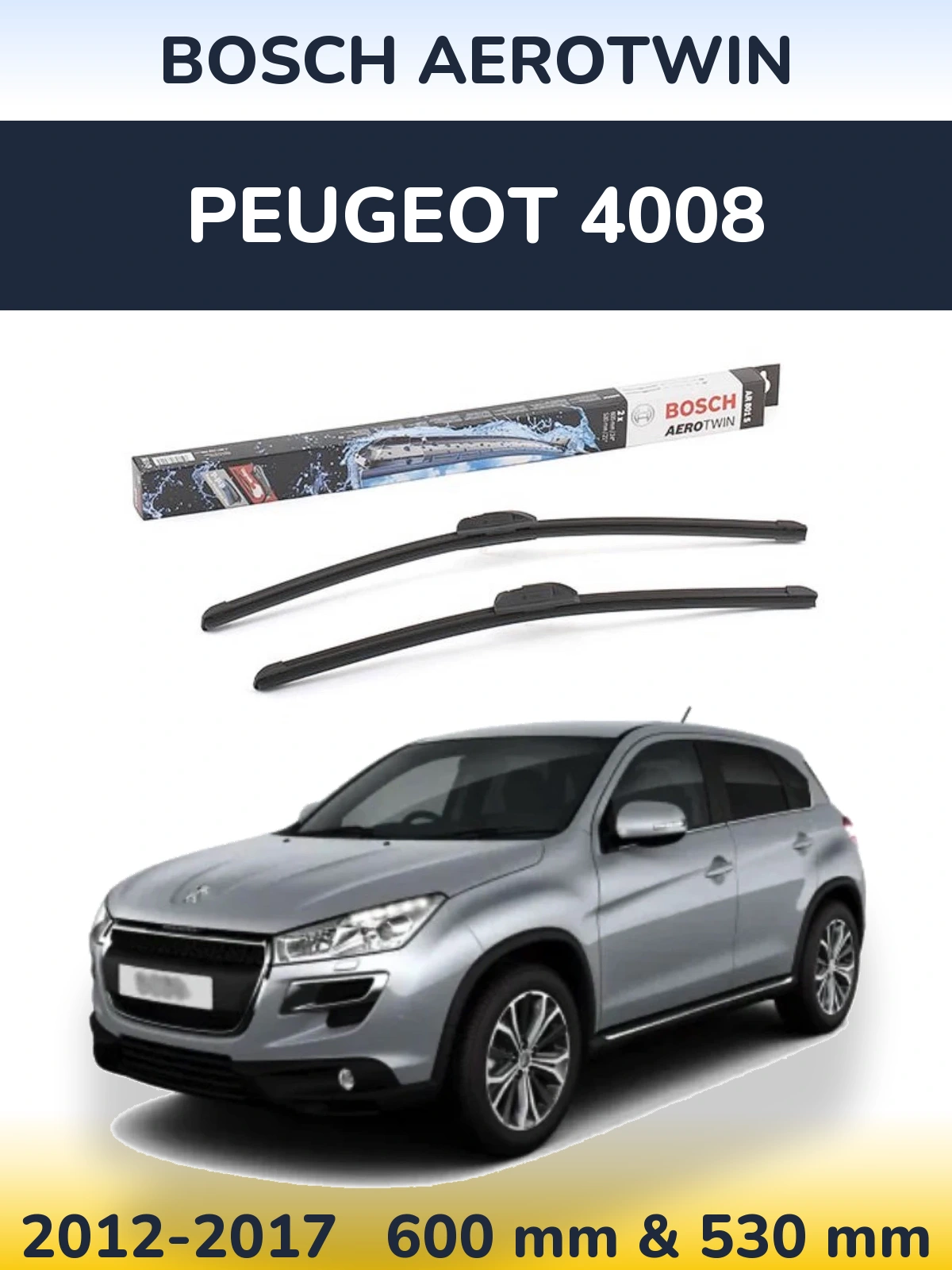 Komplet przednich wycieraczek BOSCH AeroTwin 600 & 530 mm do Peugeot 4008 2012-2017