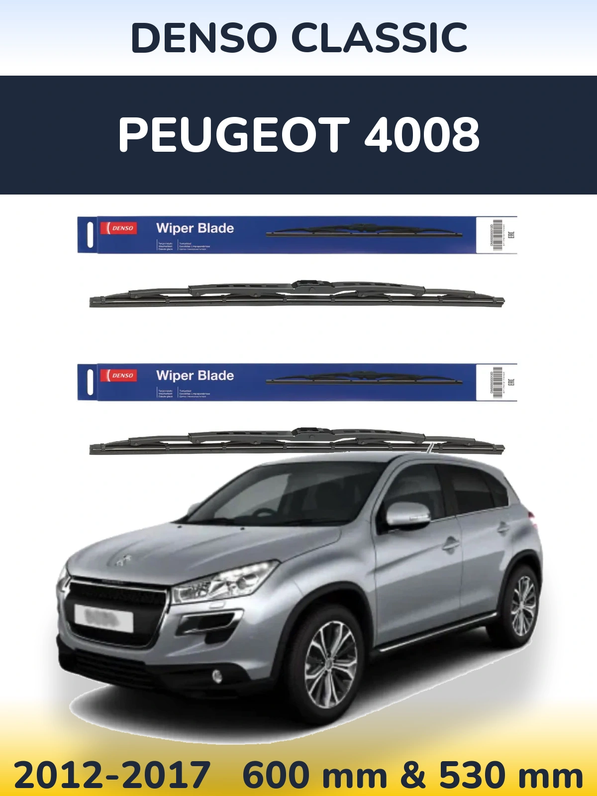 Komplet przednich wycieraczek Denso Classic 600 & 530 mm do Peugeot 4008 2012-2017