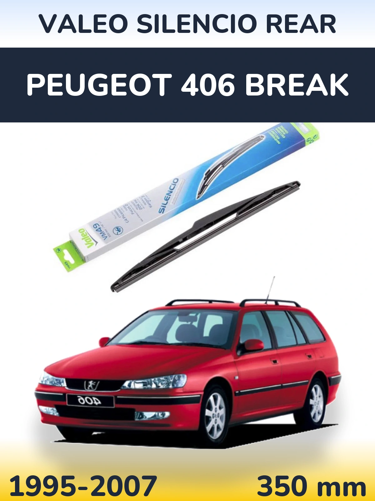 Rear wiper blade Valeo Silencio Rear 350 mm for Peugeot 406 Break 1995-2007