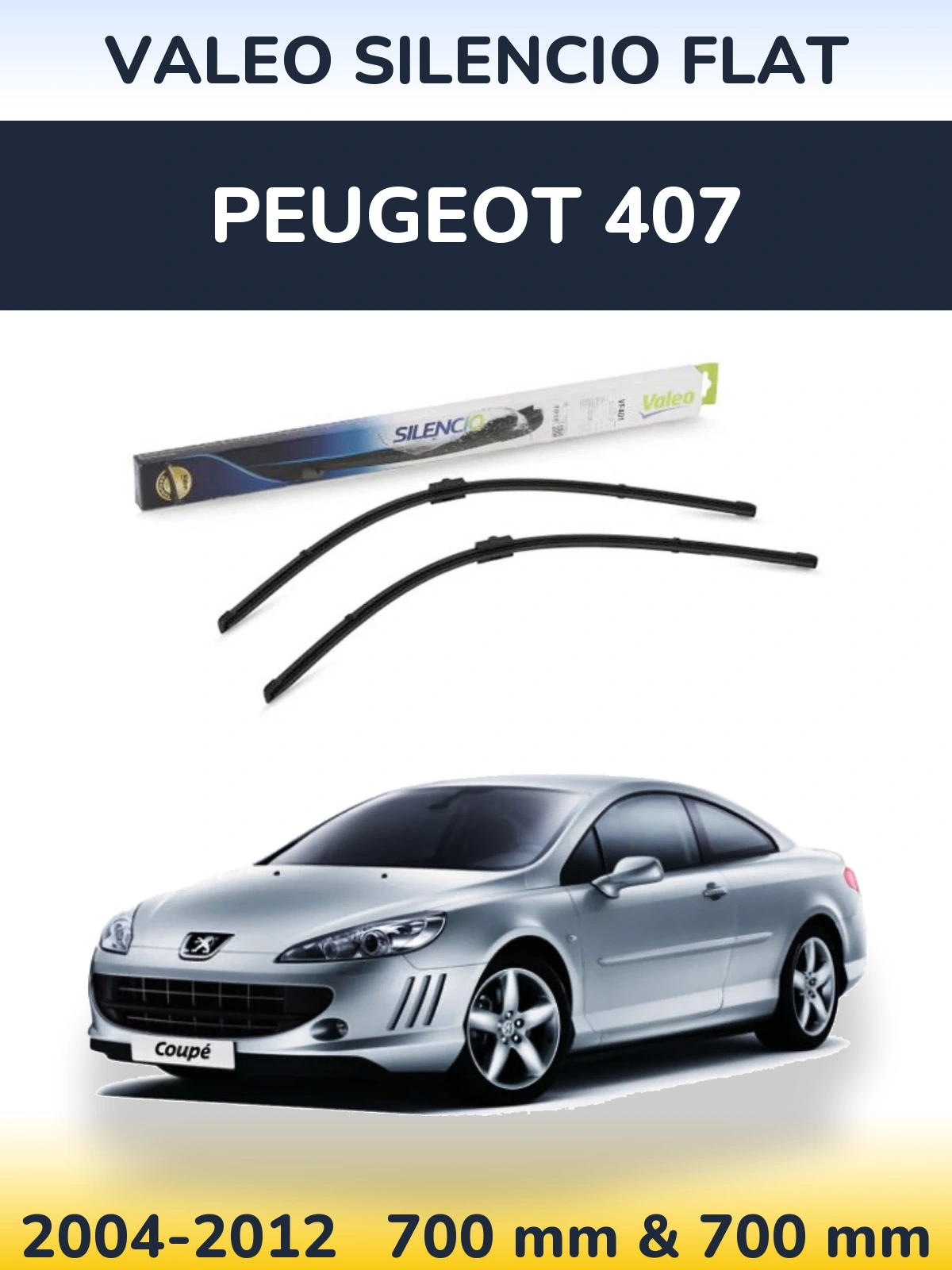Komplet przednich wycieraczek Valeo Silencio Flat 700 & 700 mm do Peugeot 407 2004-2012