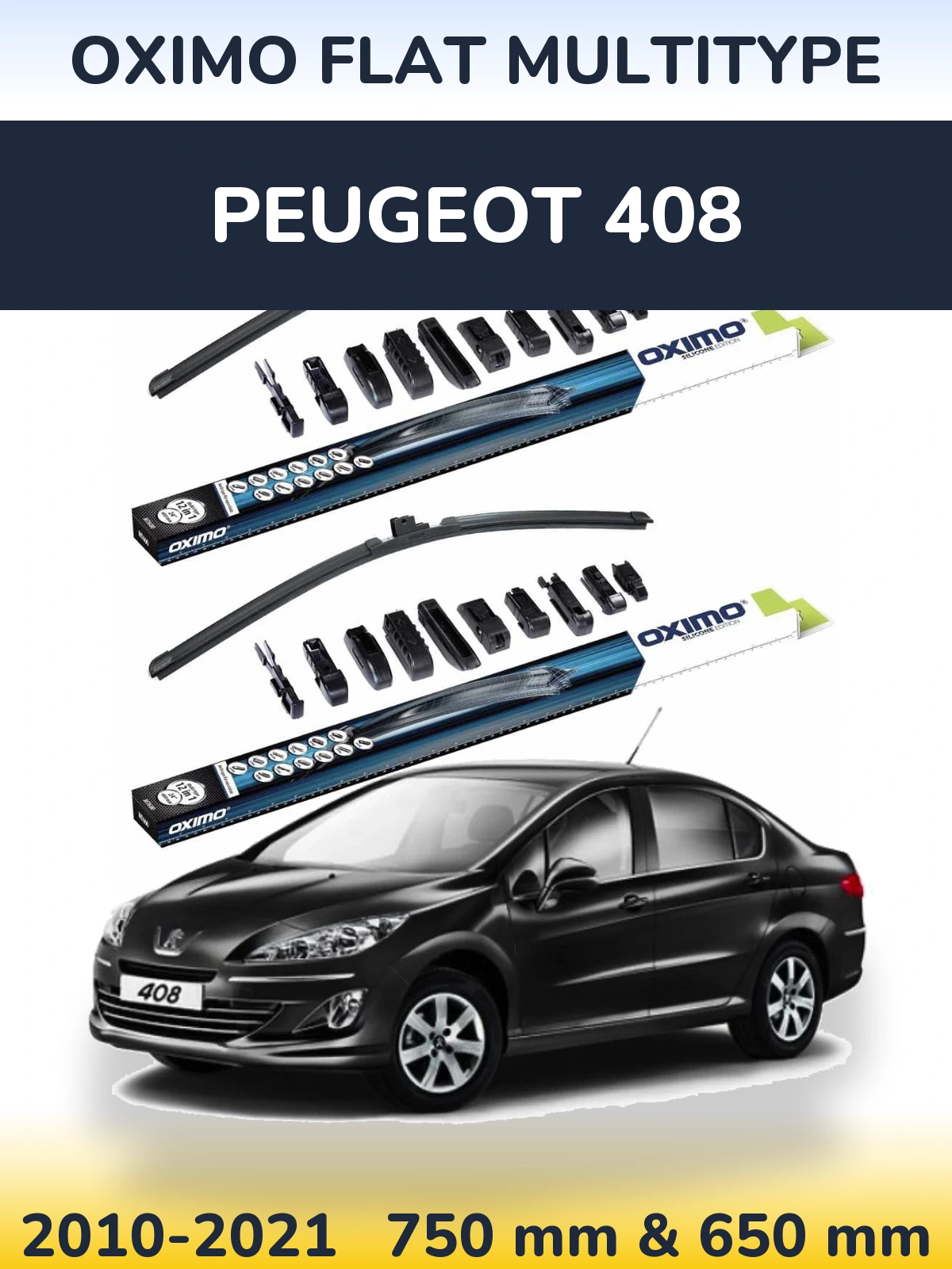 Komplet przednich wycieraczek Oximo Flat MultiType 750 & 650 mm do Peugeot 408 2010-2021
